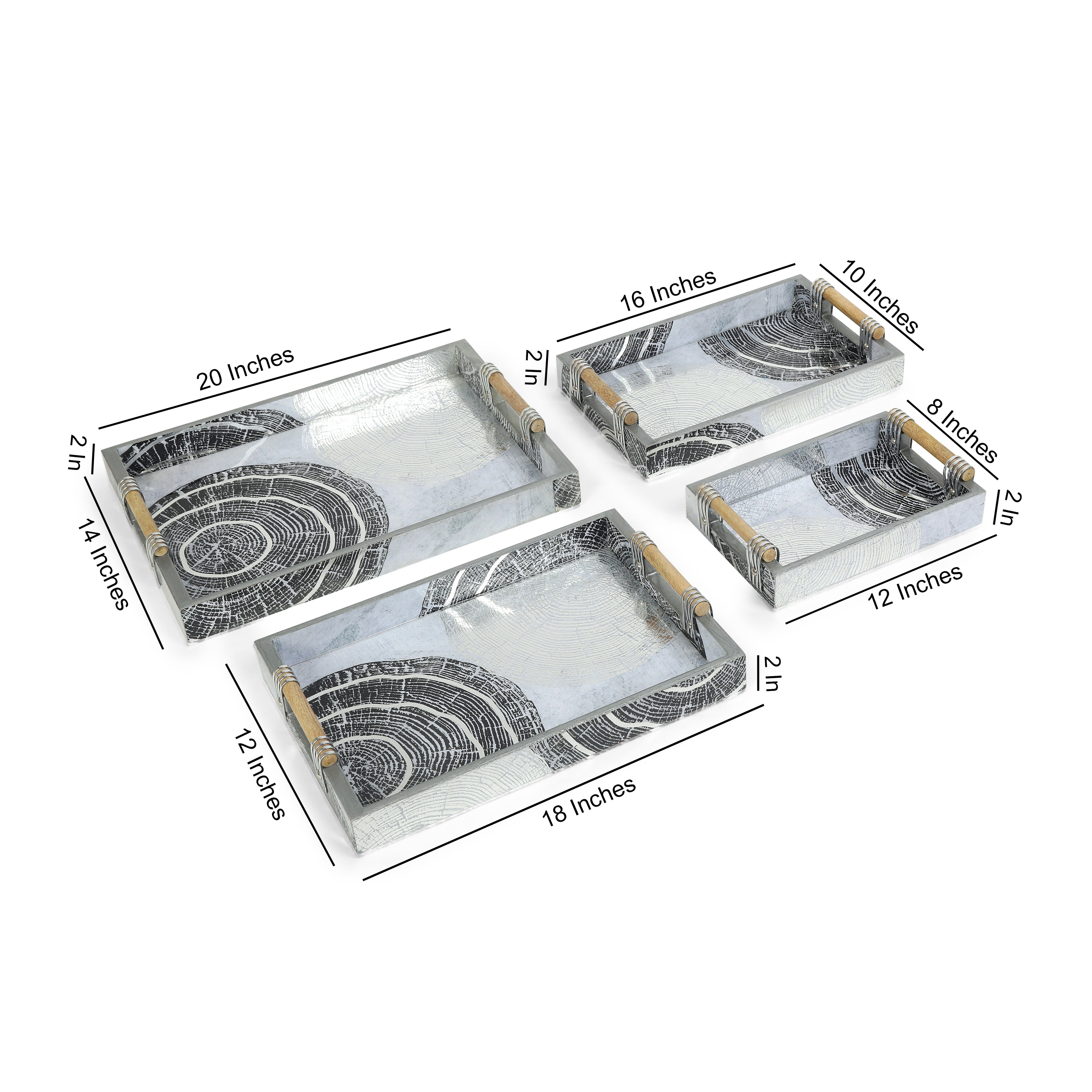 Tray Set Of 4 - Grey Spiral