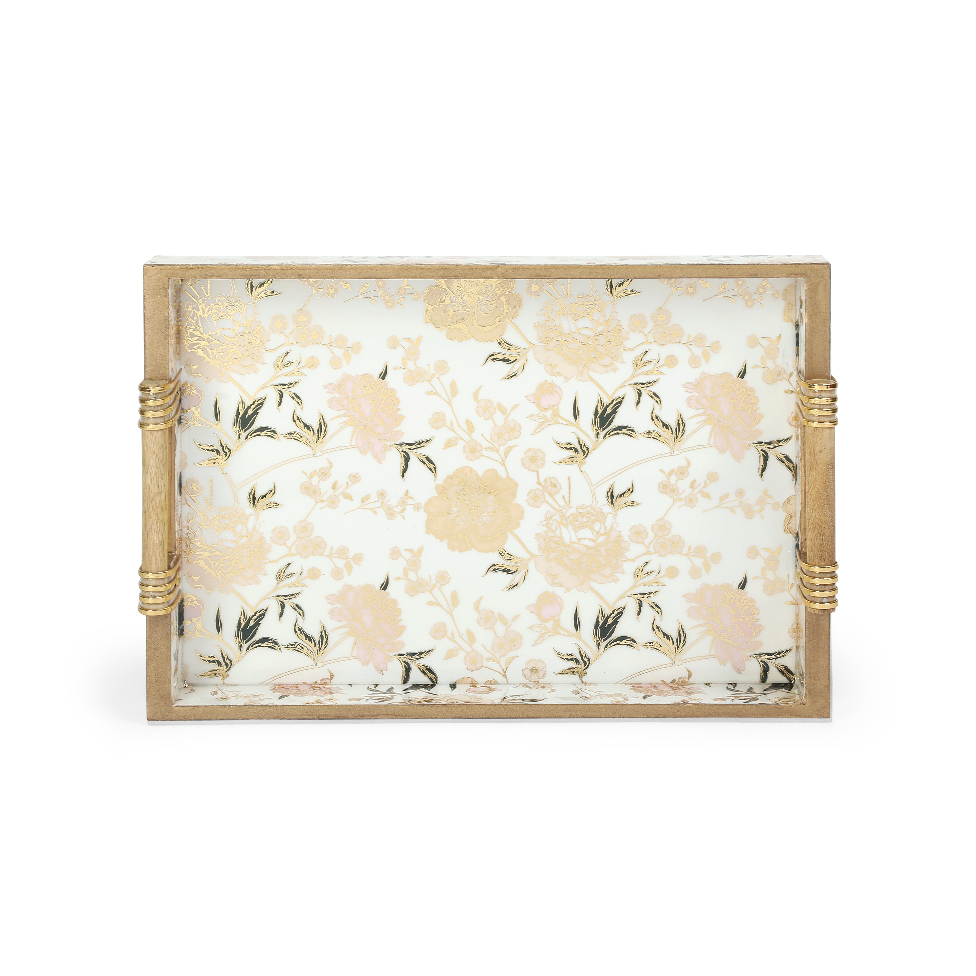 Tray Set Of 4 - White Flower