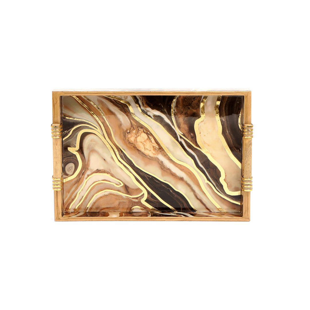 Tray Set Of 4 - Brown Marble