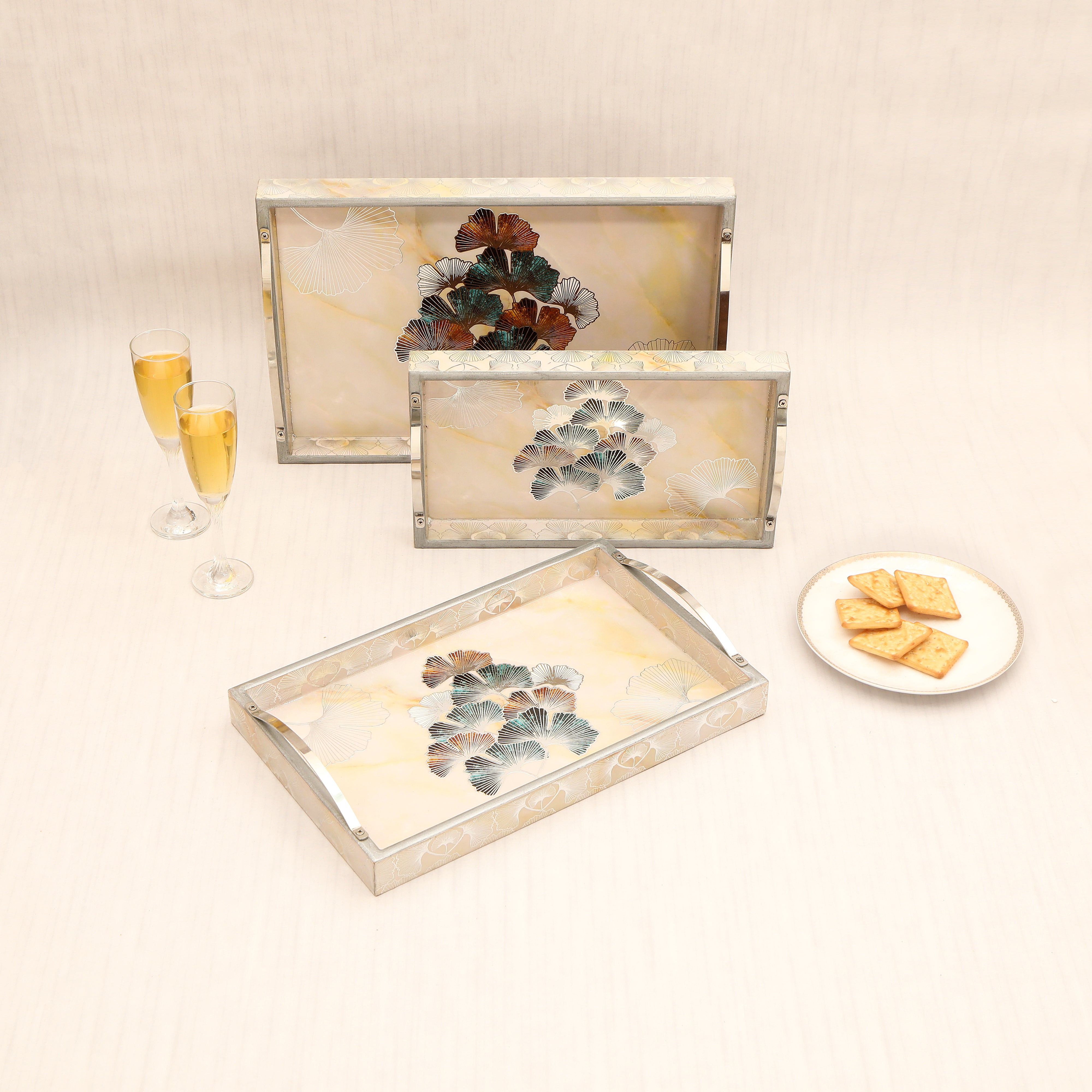 Tray Set Of 3 - New Flower