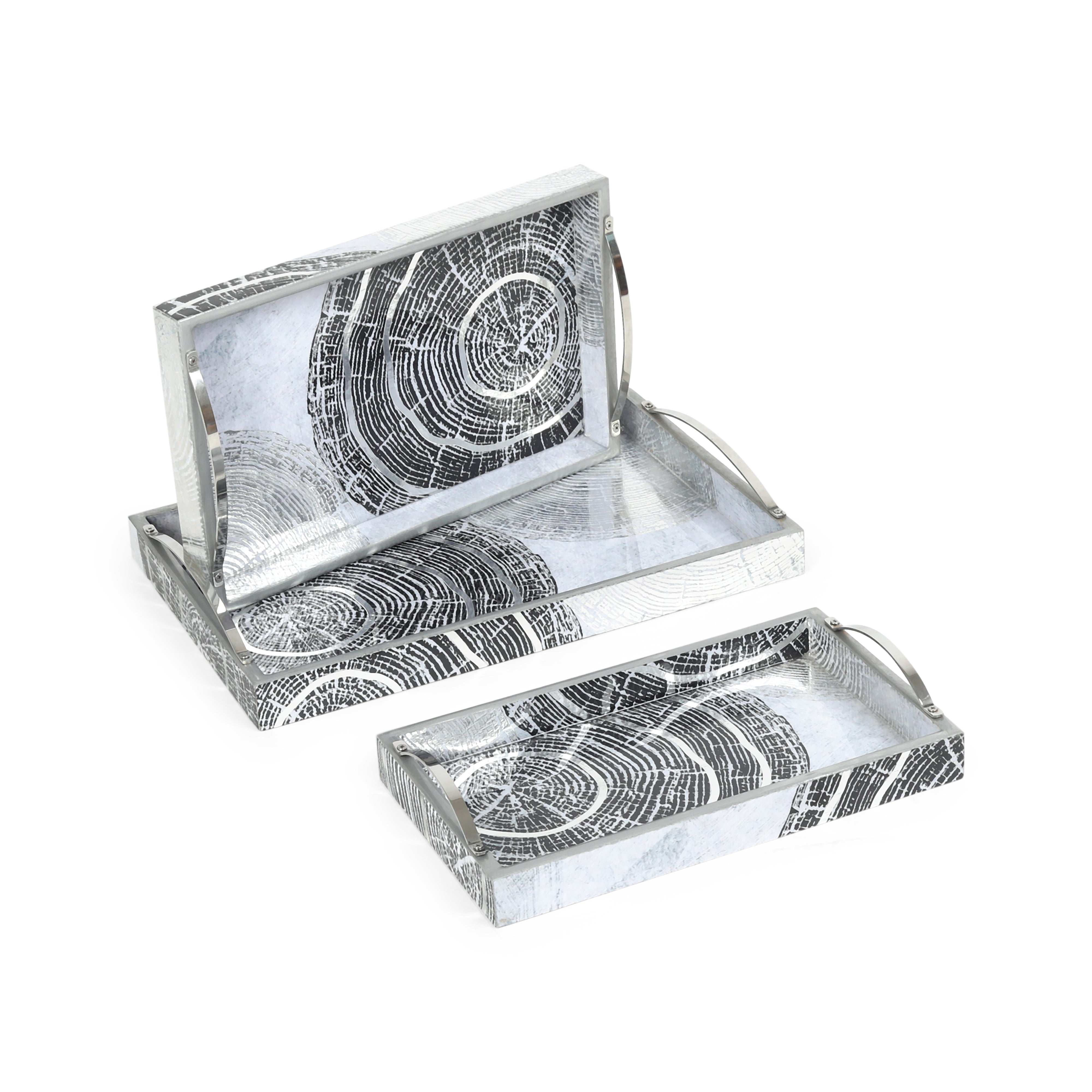 Tray Set Of 3 - Grey Spiral