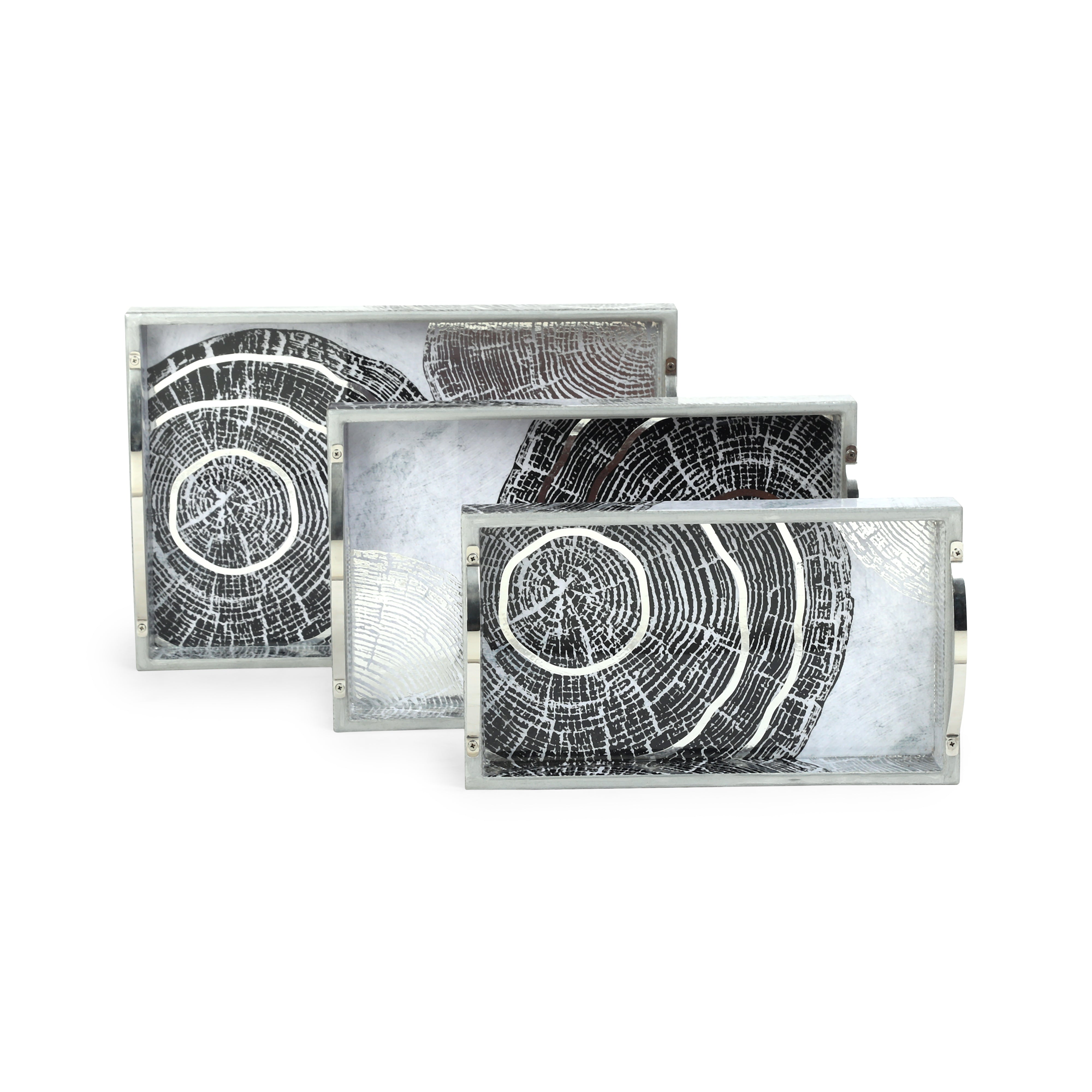 Tray Set Of 3 - Grey Spiral