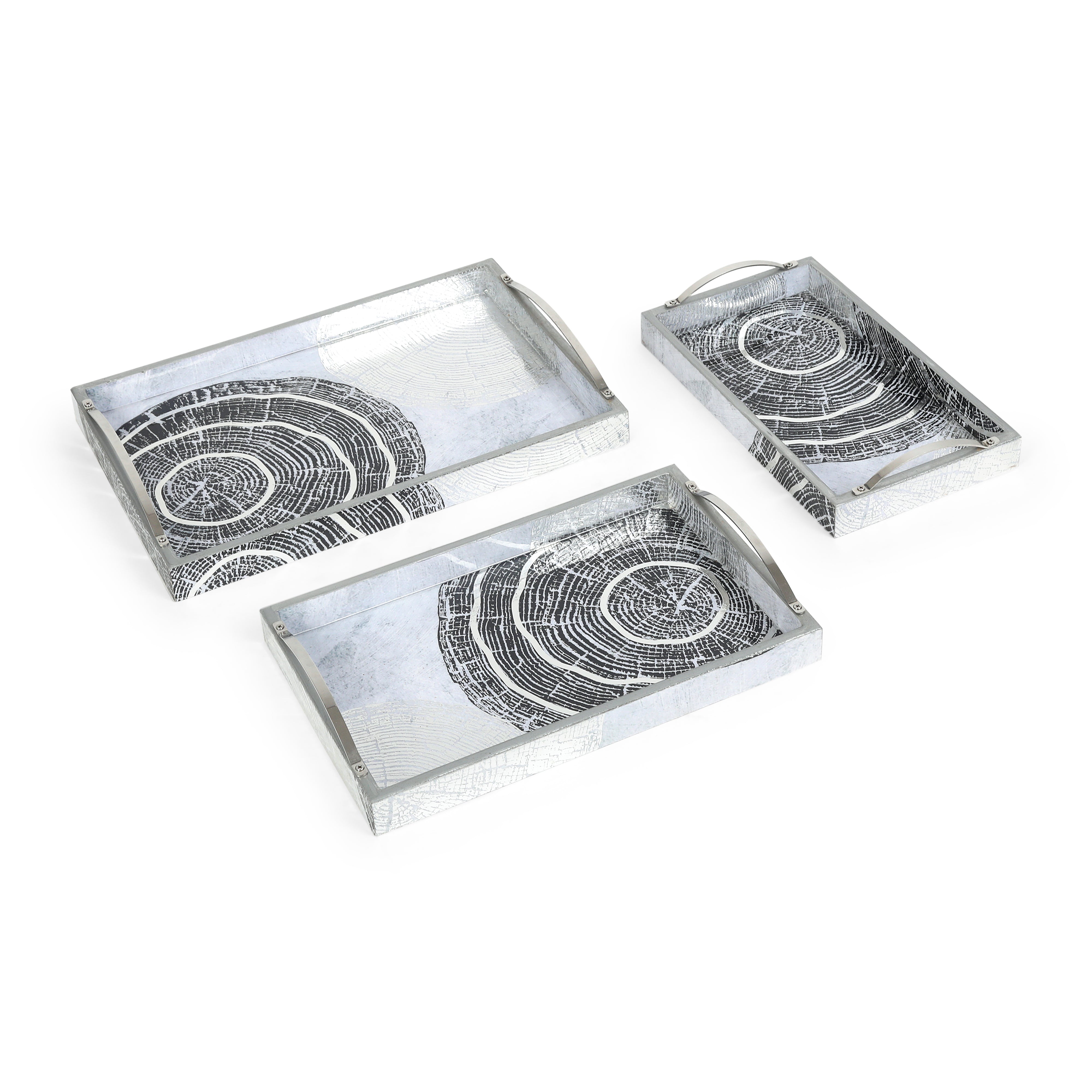 Tray Set Of 3 - Grey Spiral