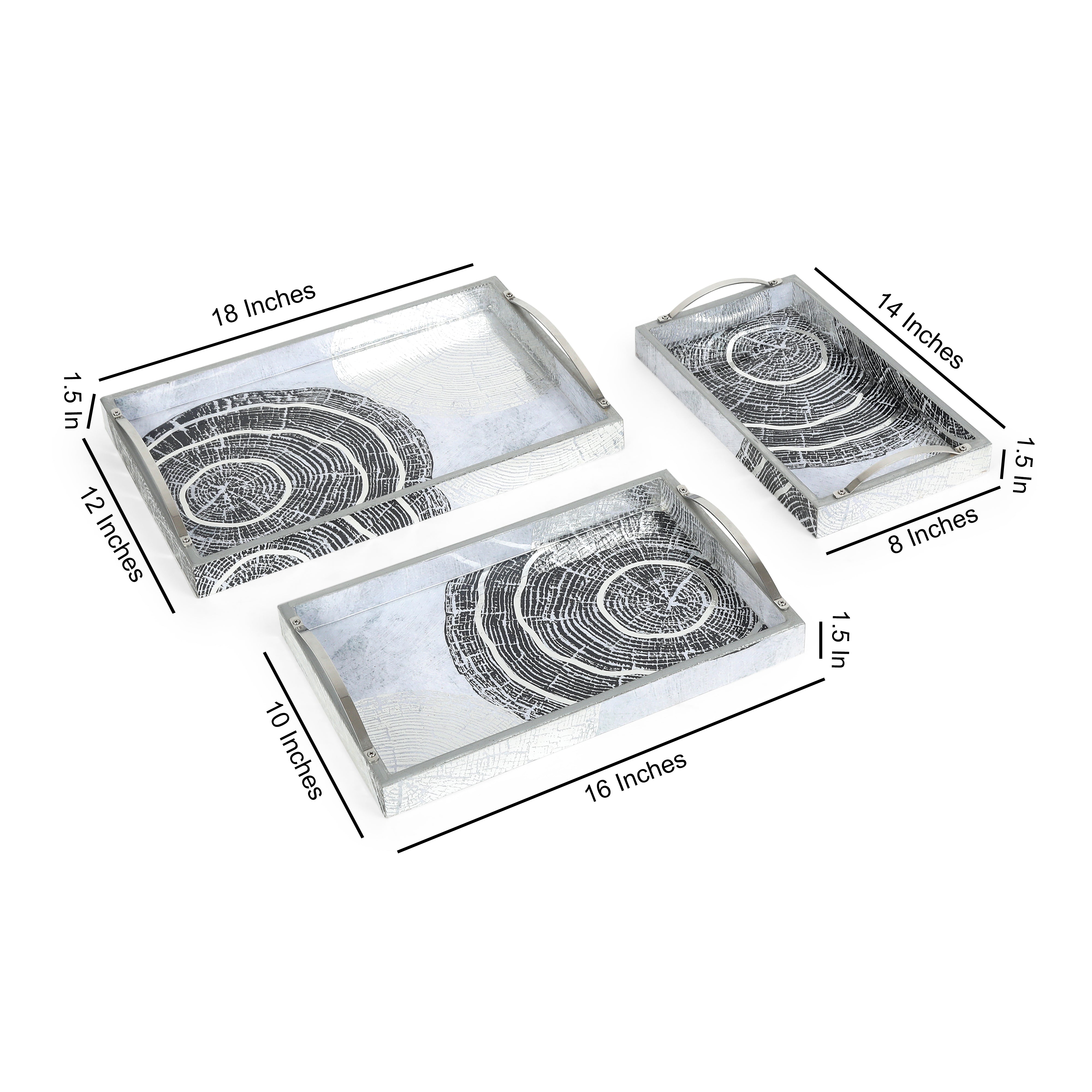 Tray Set Of 3 - Grey Spiral