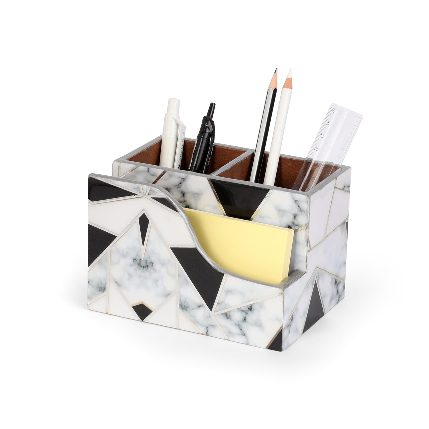 Small Cutlery Tissue Holder - Grey White Triangle