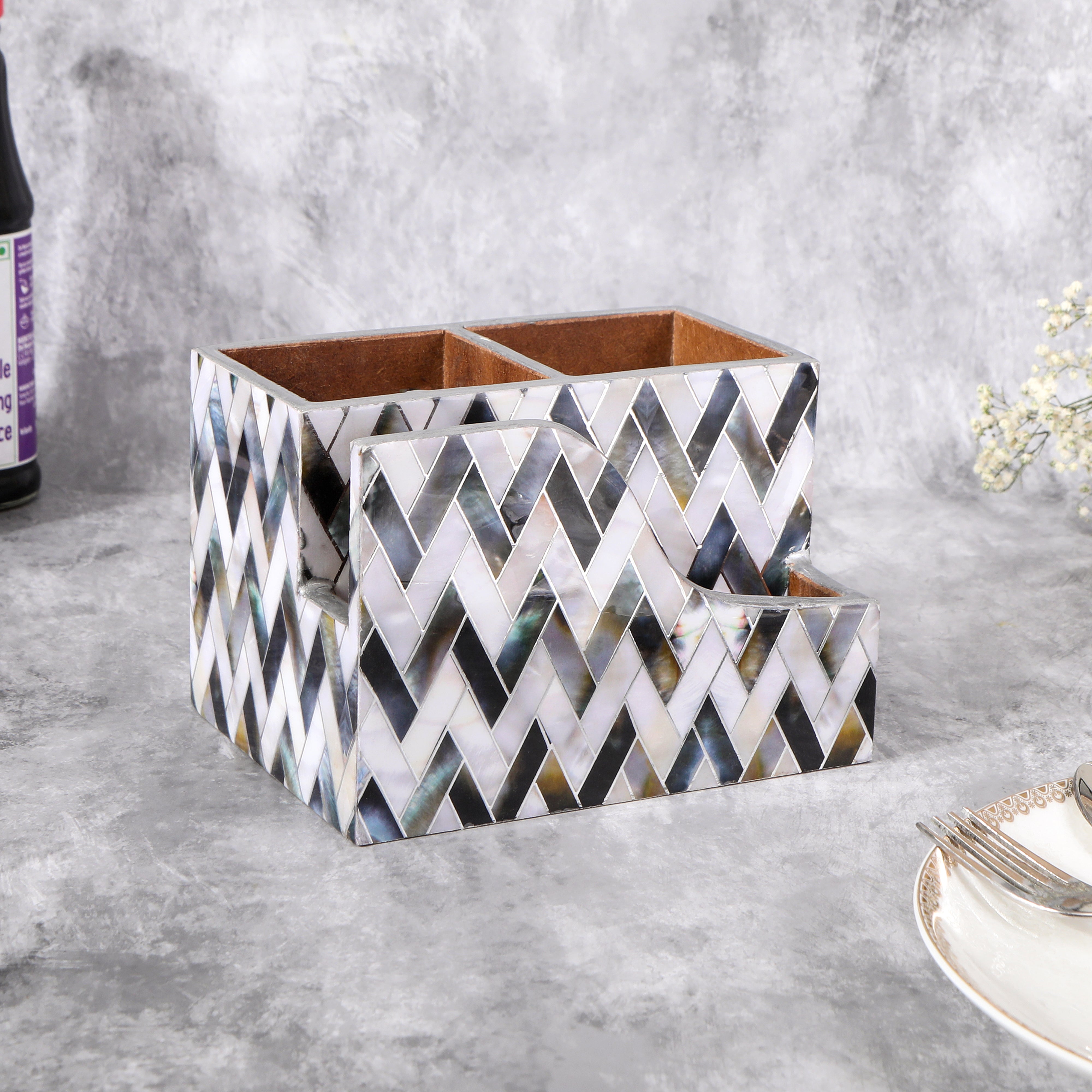 Small Cutlery Tissue Holder - Zig Zag