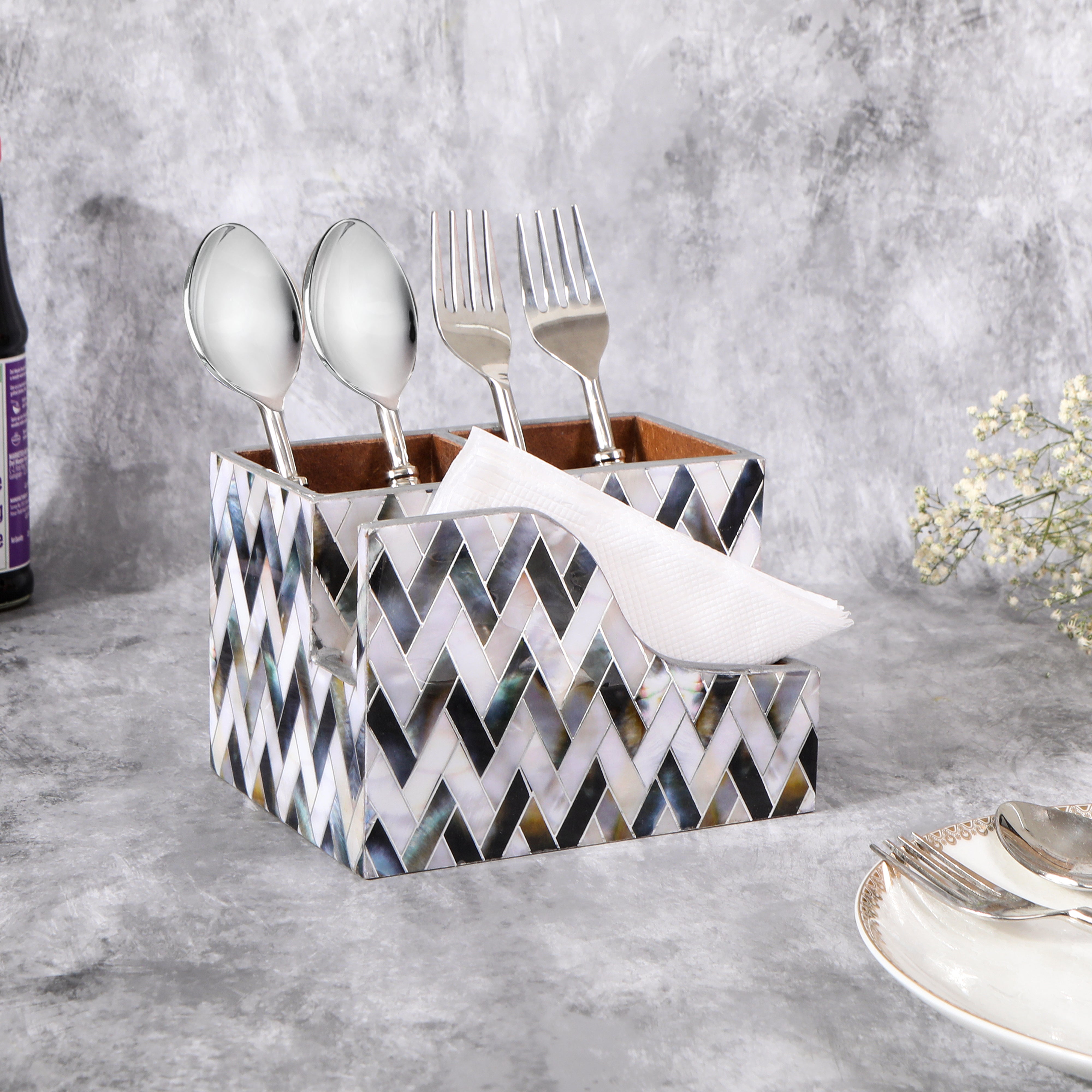 Small Cutlery Tissue Holder - Zig Zag