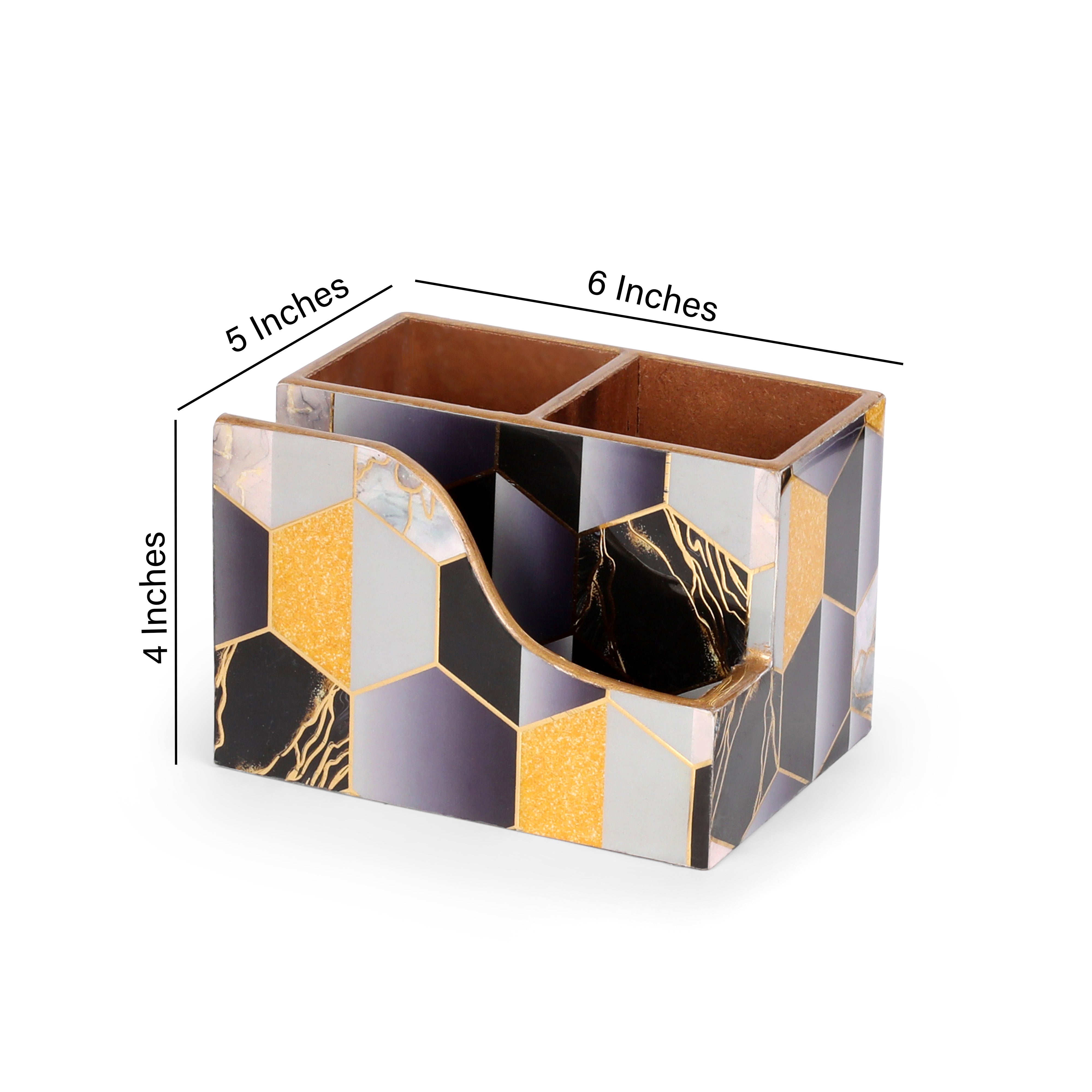 Small Cutlery Tissue Holder -  Black Hexagon