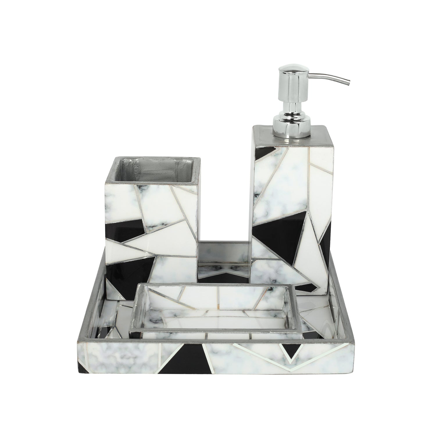 Bathroom Set - Grey & White Triangle: The Home Co.