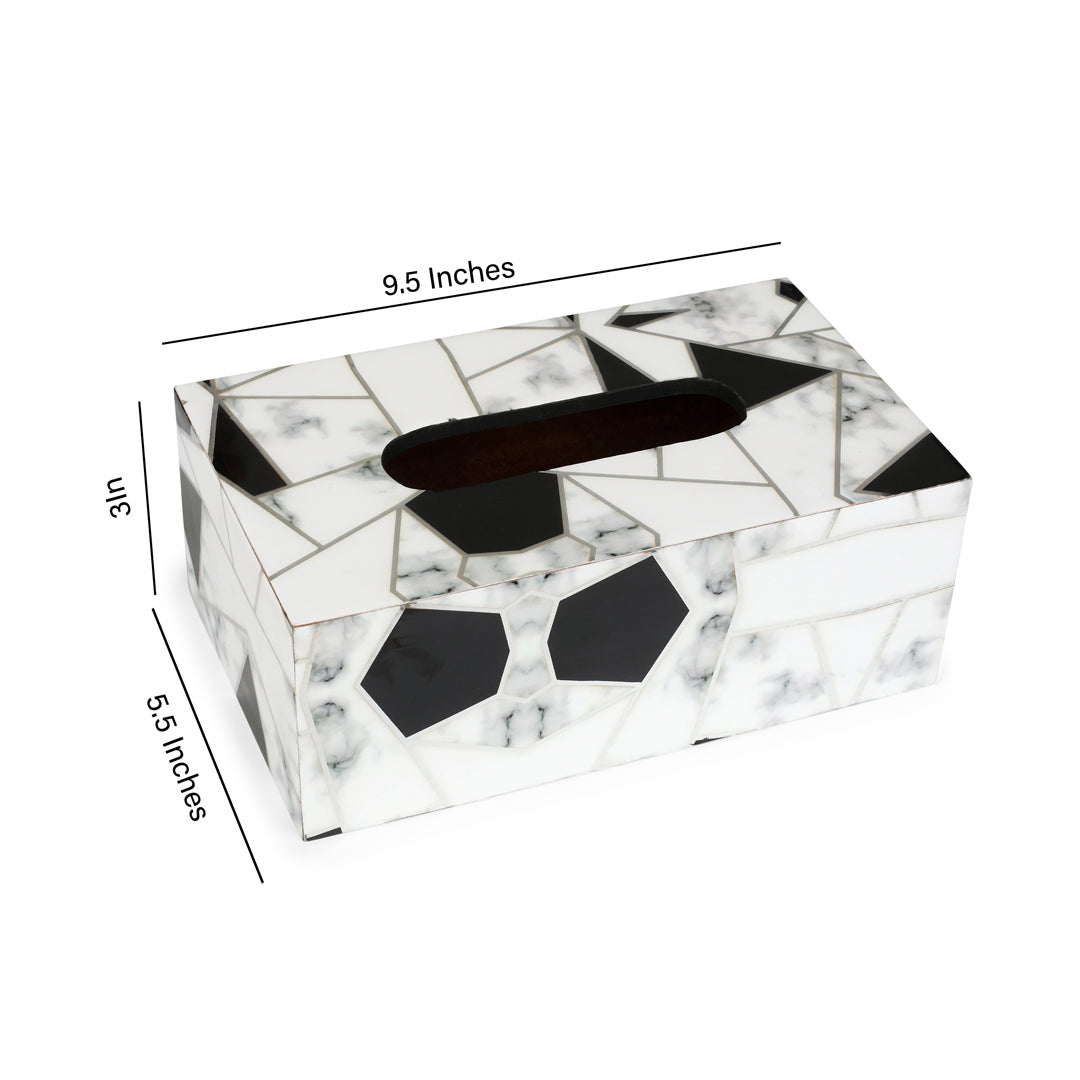 Tissue Box - Grey & White Triangle 7- The Home Co.