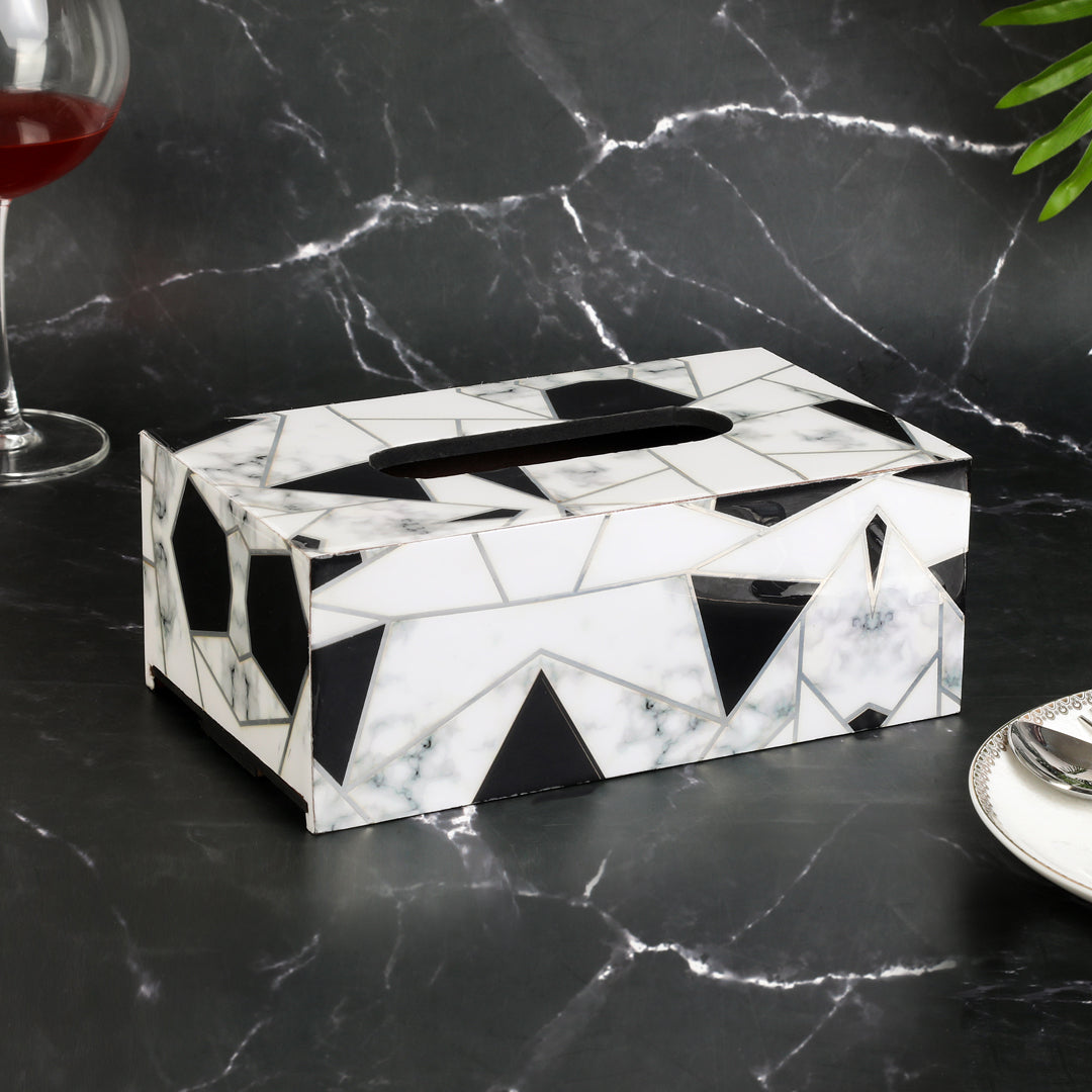 Tissue Box - Grey & White Triangle 1- The Home Co.