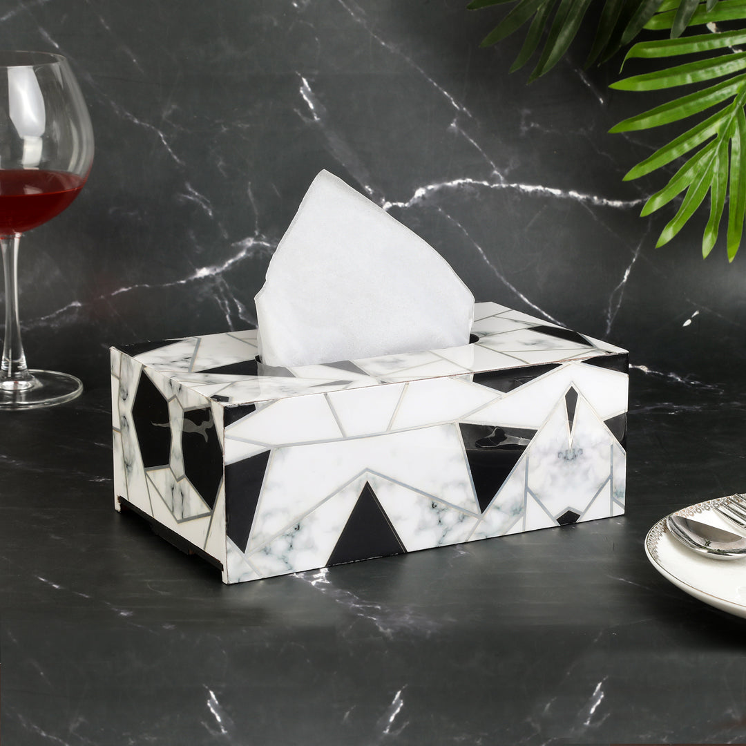 Tissue Box - Grey & White Triangle - The Home Co.