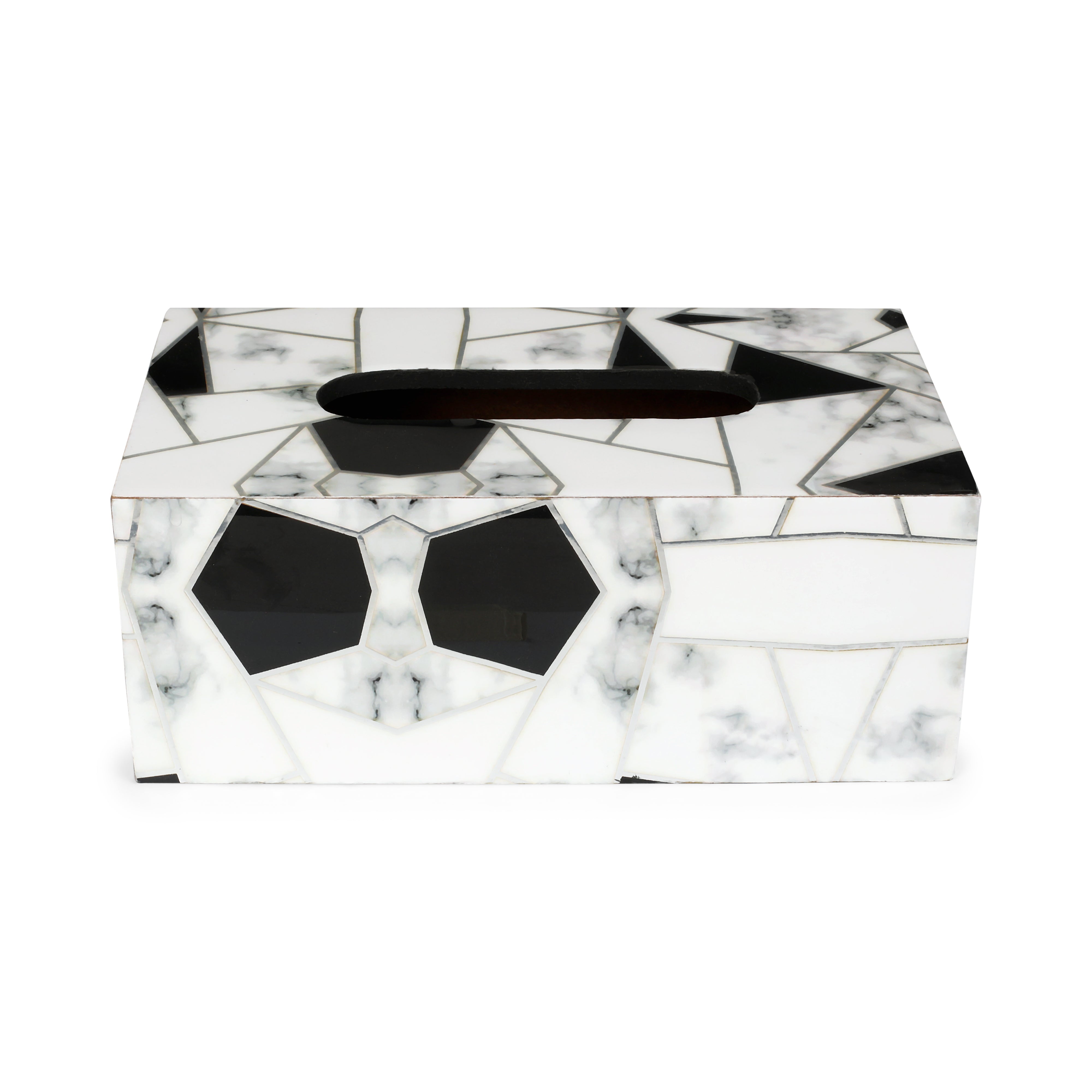 Tissue Box - Grey & White Triangle