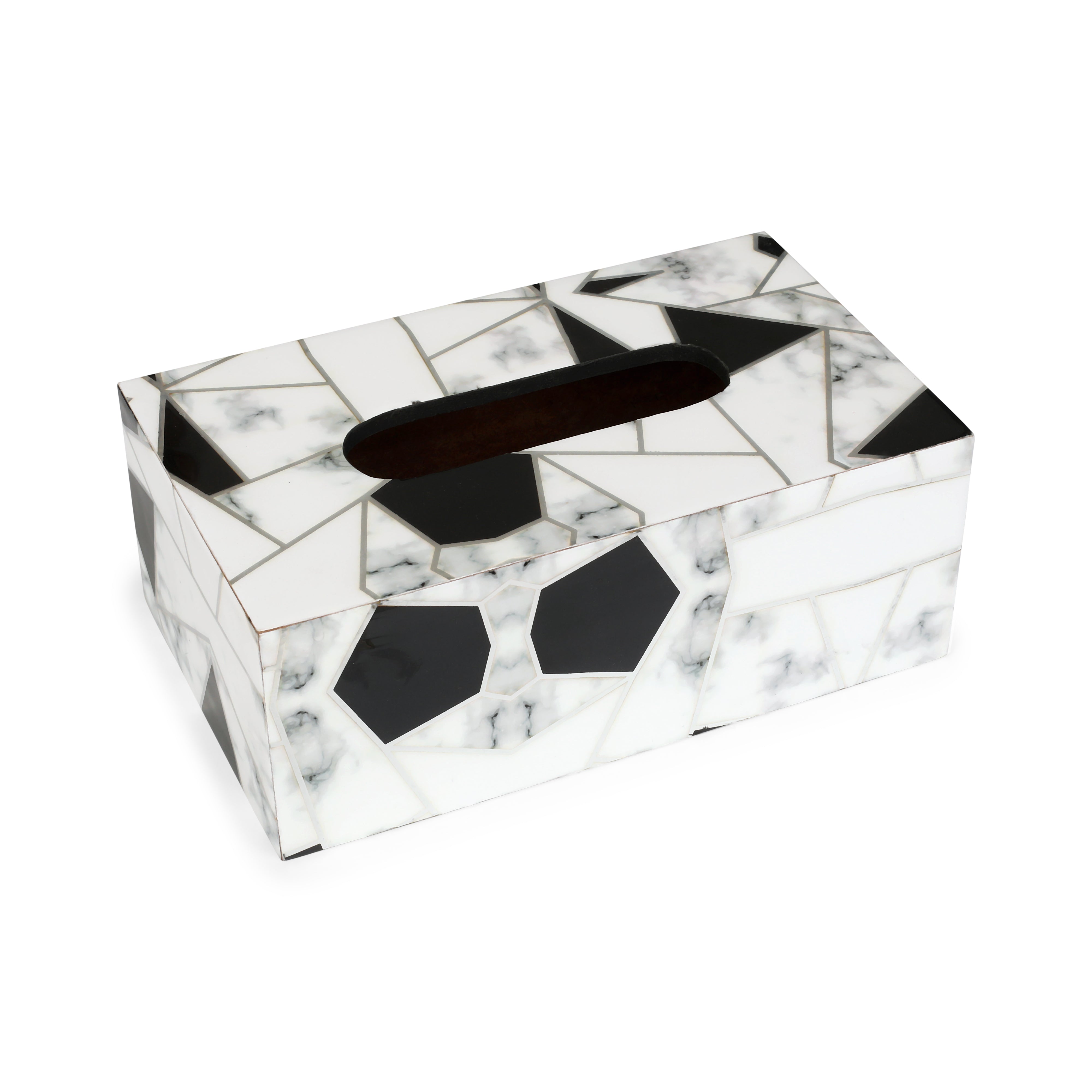 Tissue Box - Grey & White Triangle