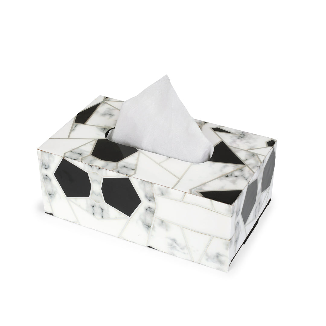 Tissue Box - Grey & White Triangle 6- The Home Co.