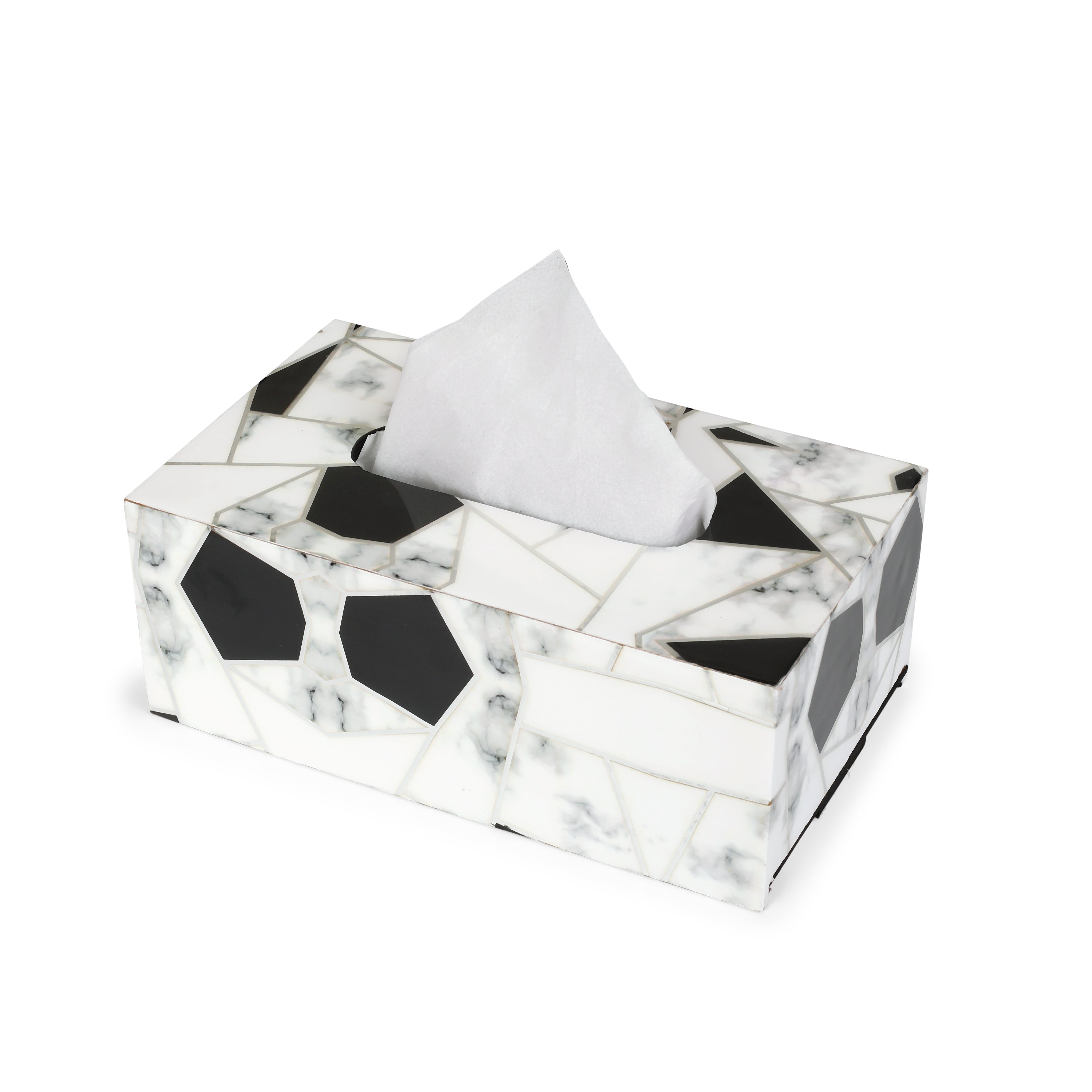 Tissue Box - Grey & White Triangle