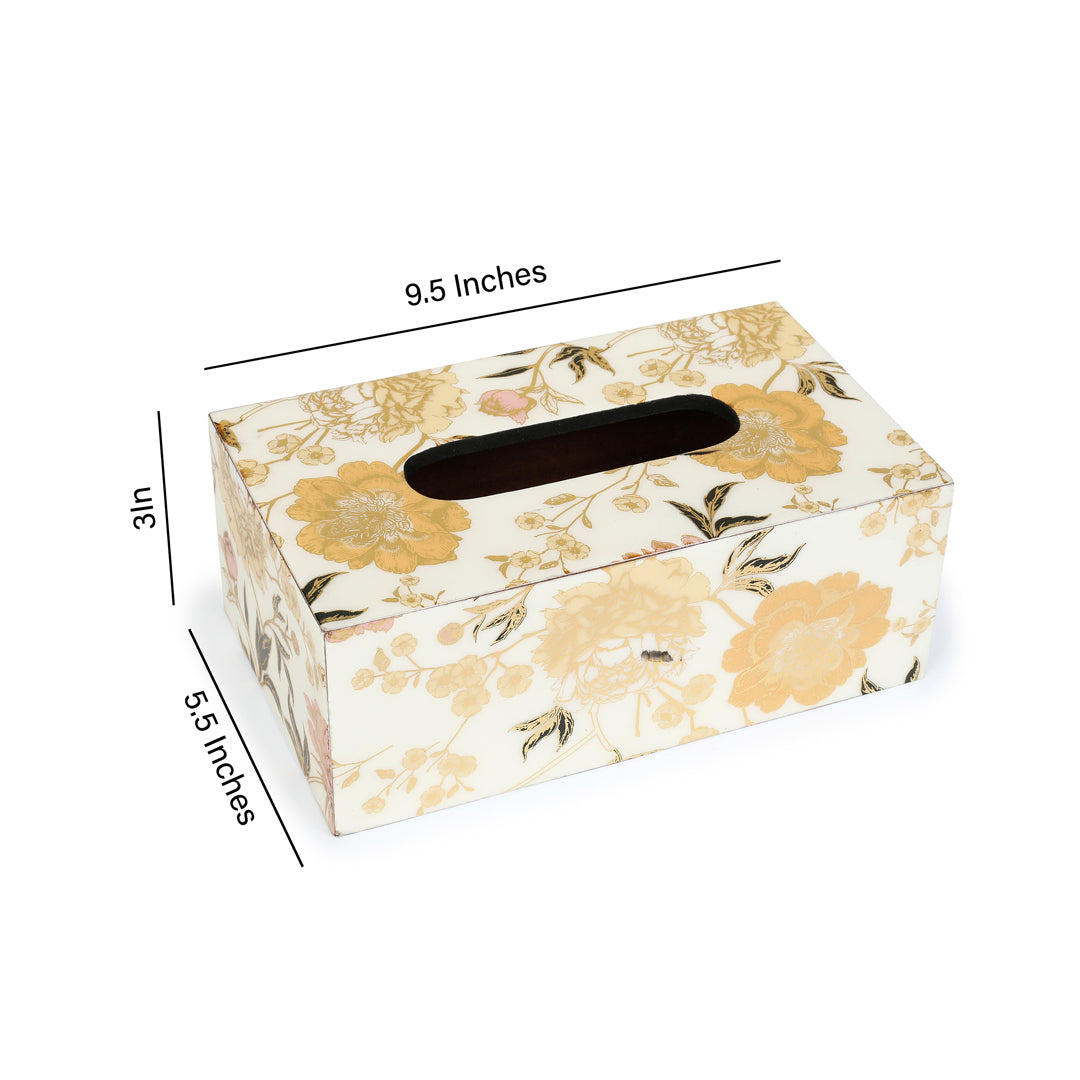 Tissue Box - White Flower 7- The Home Co.