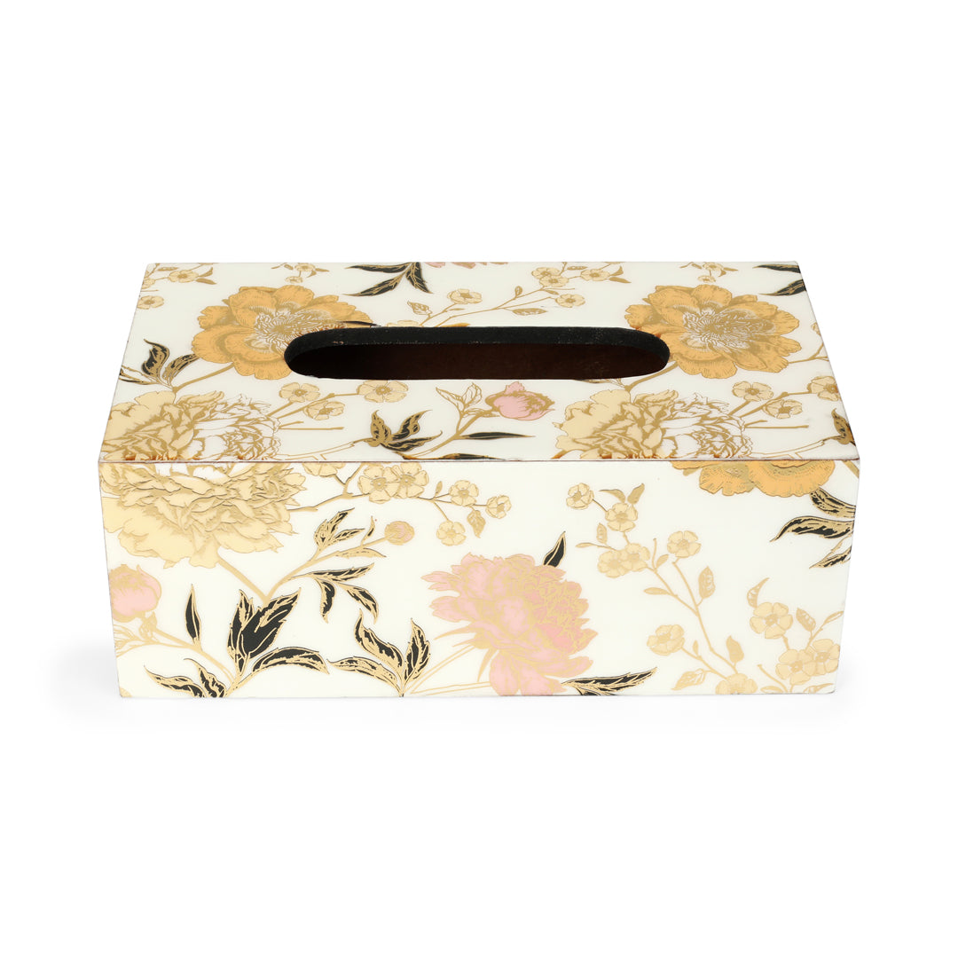 Tissue Box - White Flower 2- The Home Co.
