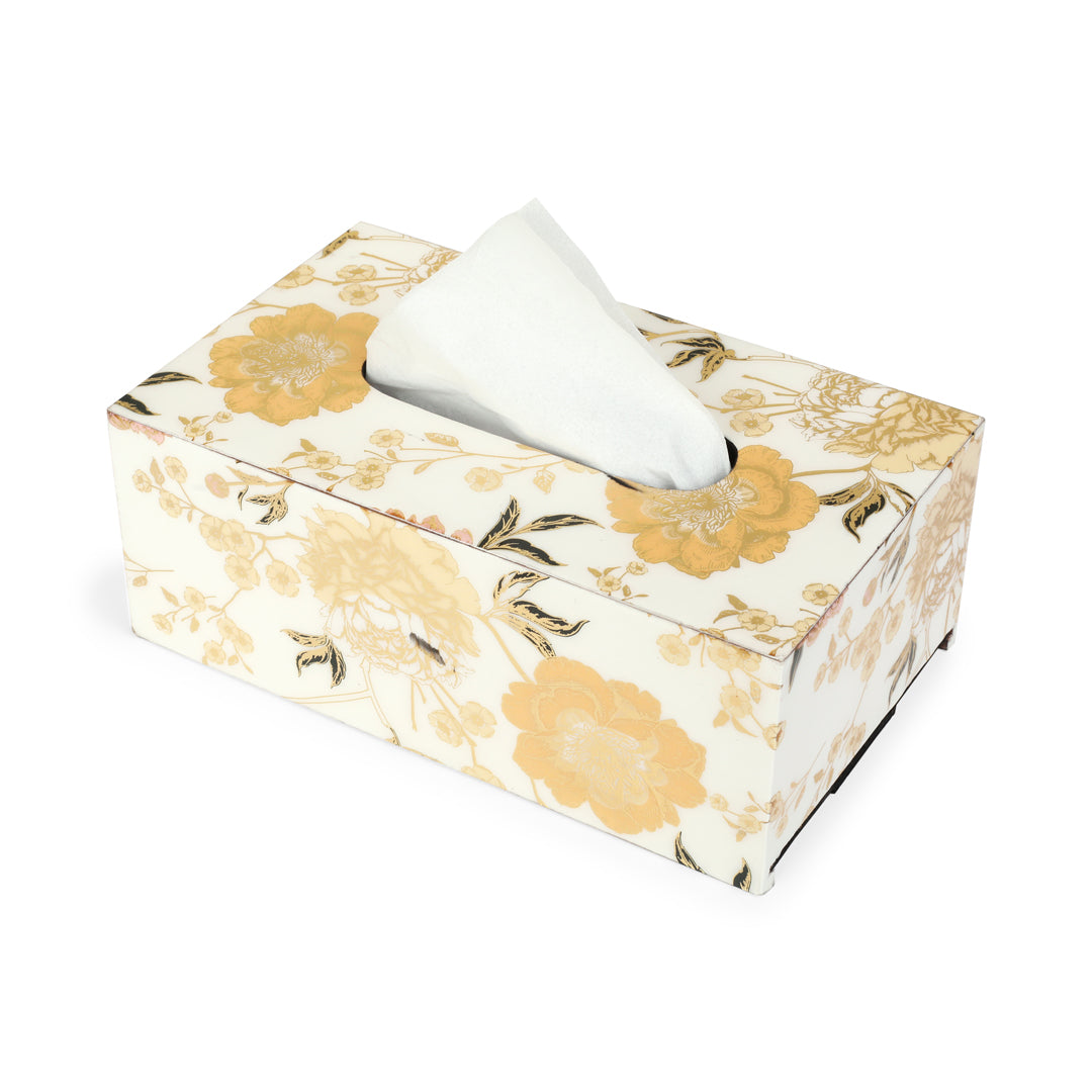 Tissue Box - White Flower 5- The Home Co.