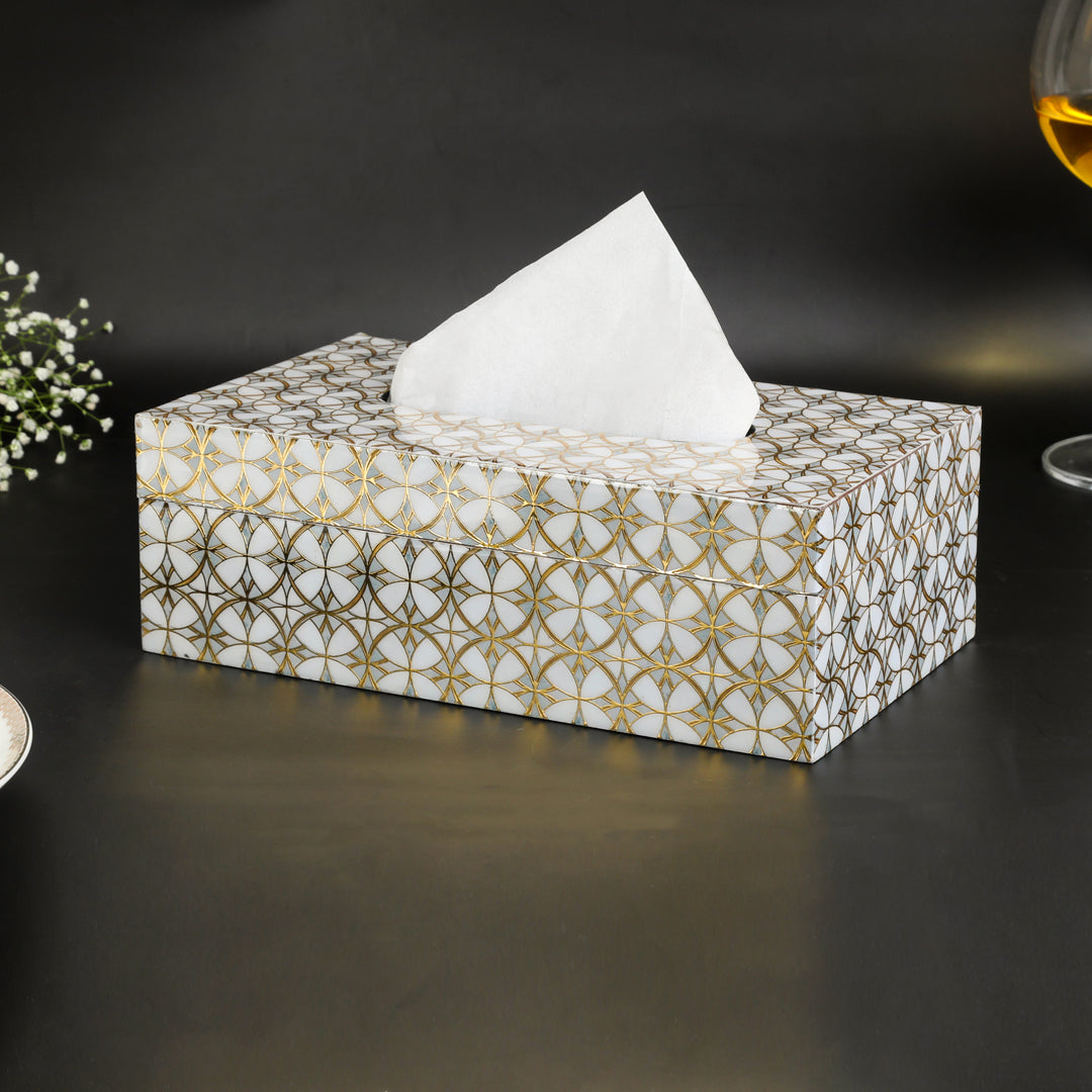 Tissue Box - White & Gold - The Home Co.