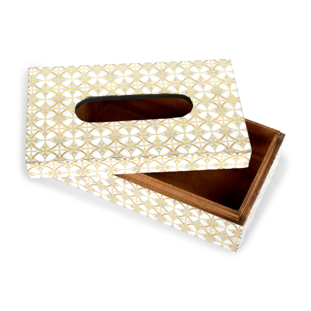 Tissue Box - White & Gold 4- The Home Co.
