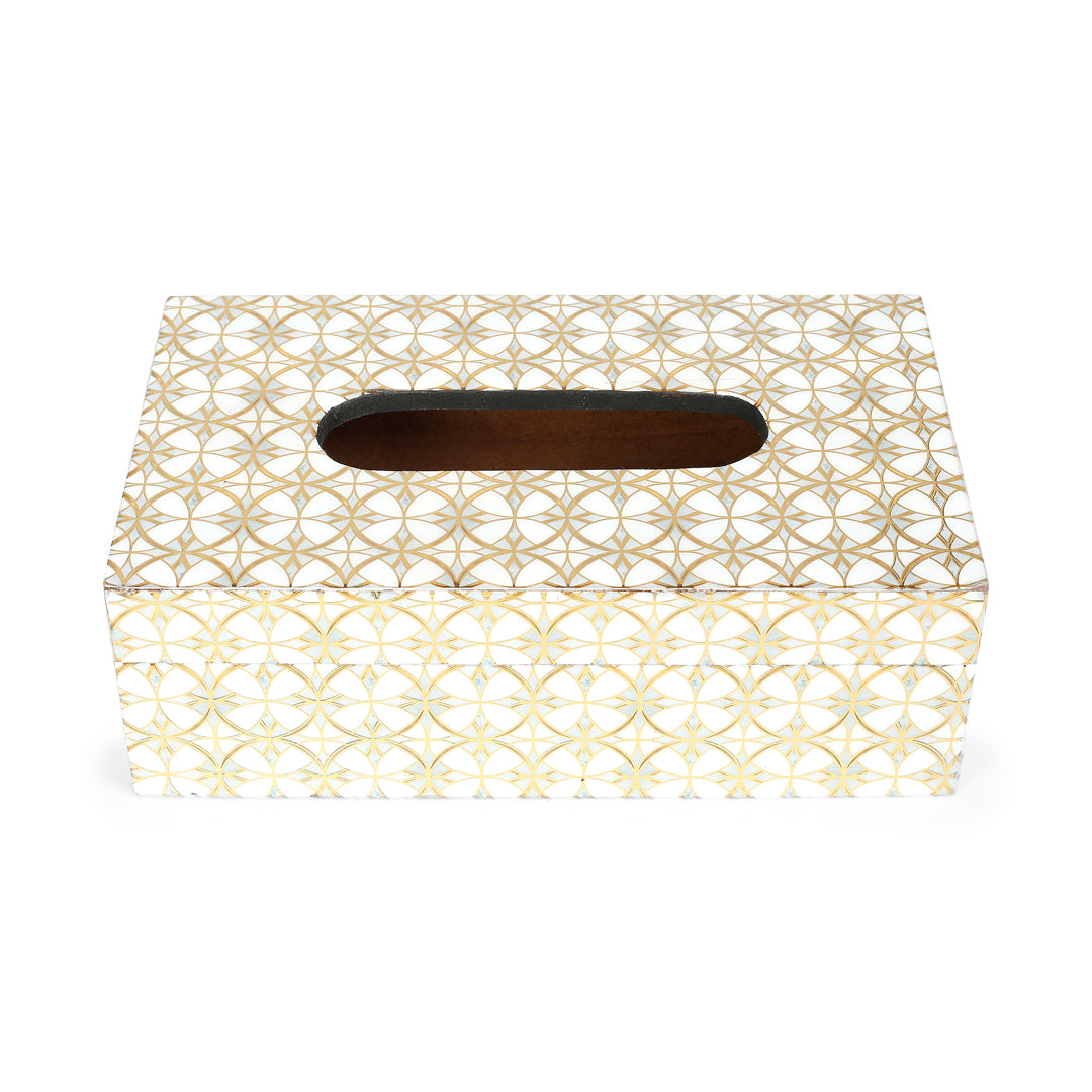Tissue Box - White & Gold 2- The Home Co.