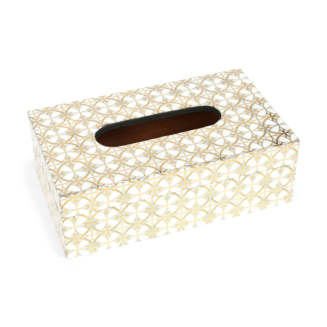 Tissue Box - White & Gold 3- The Home Co.