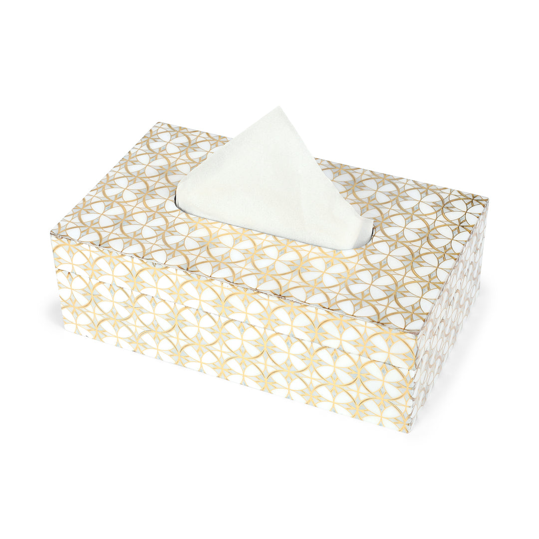 Tissue Box - White & Gold 6- The Home Co.