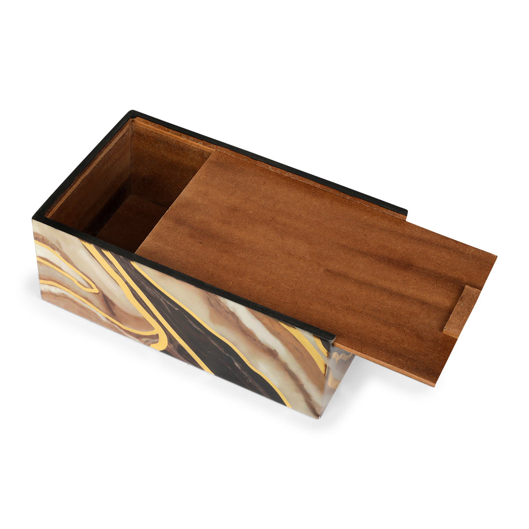 Tissue Box - Brown Marble 5- The Home Co.