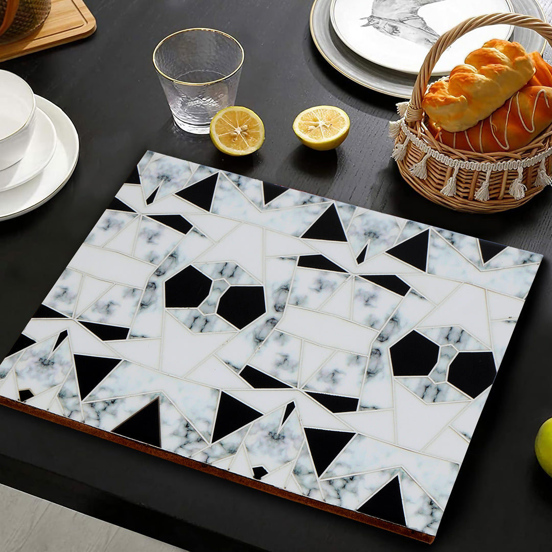 Tablemat- Grey & White Triangle  (1 Pc)