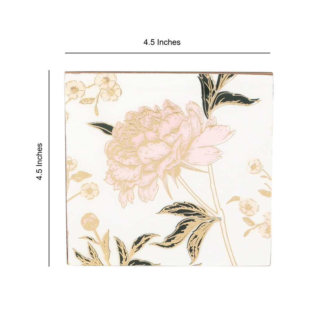 Table Coaster - White Flower (Set of 6)
