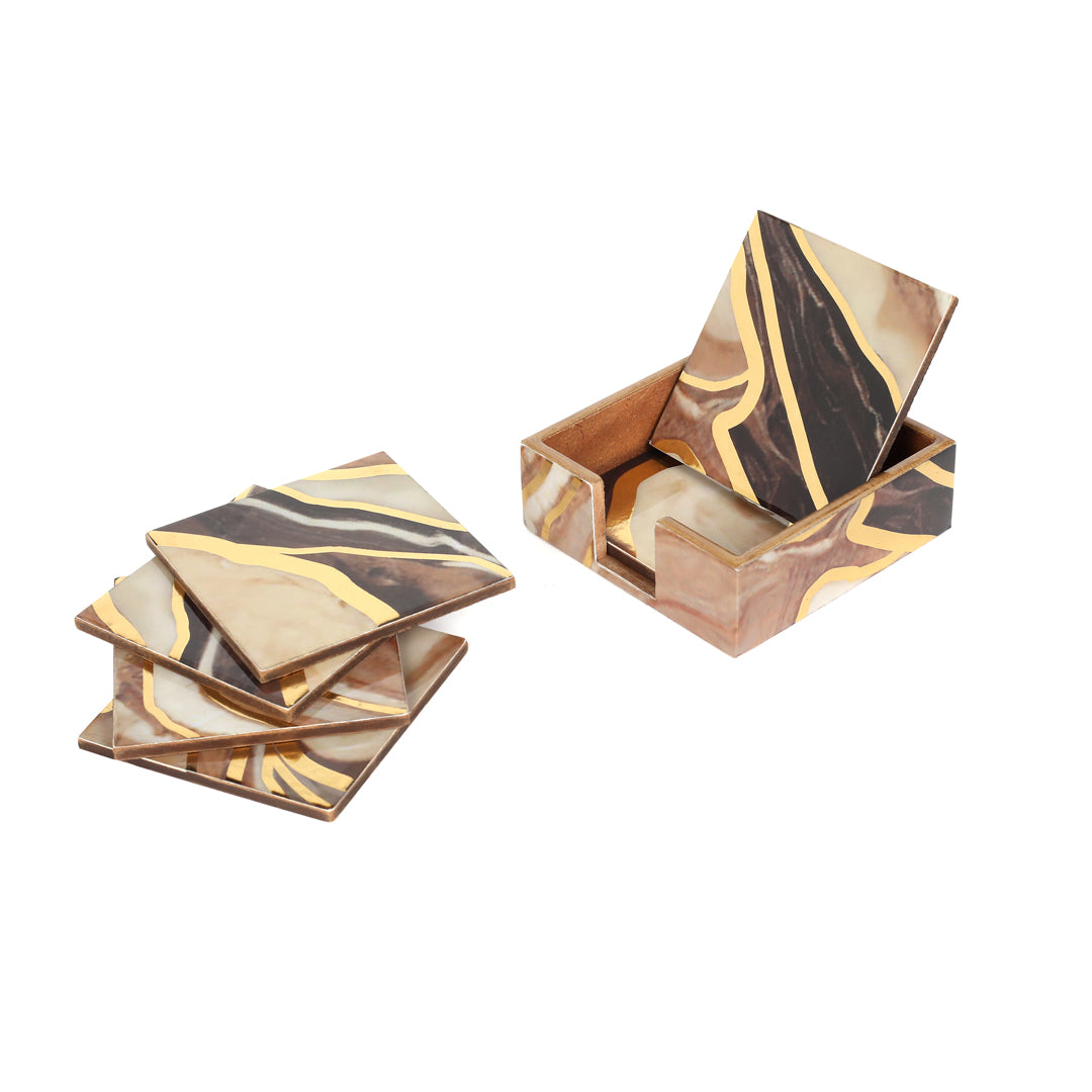 Table Coaster - Brown Marble (Set of 6)