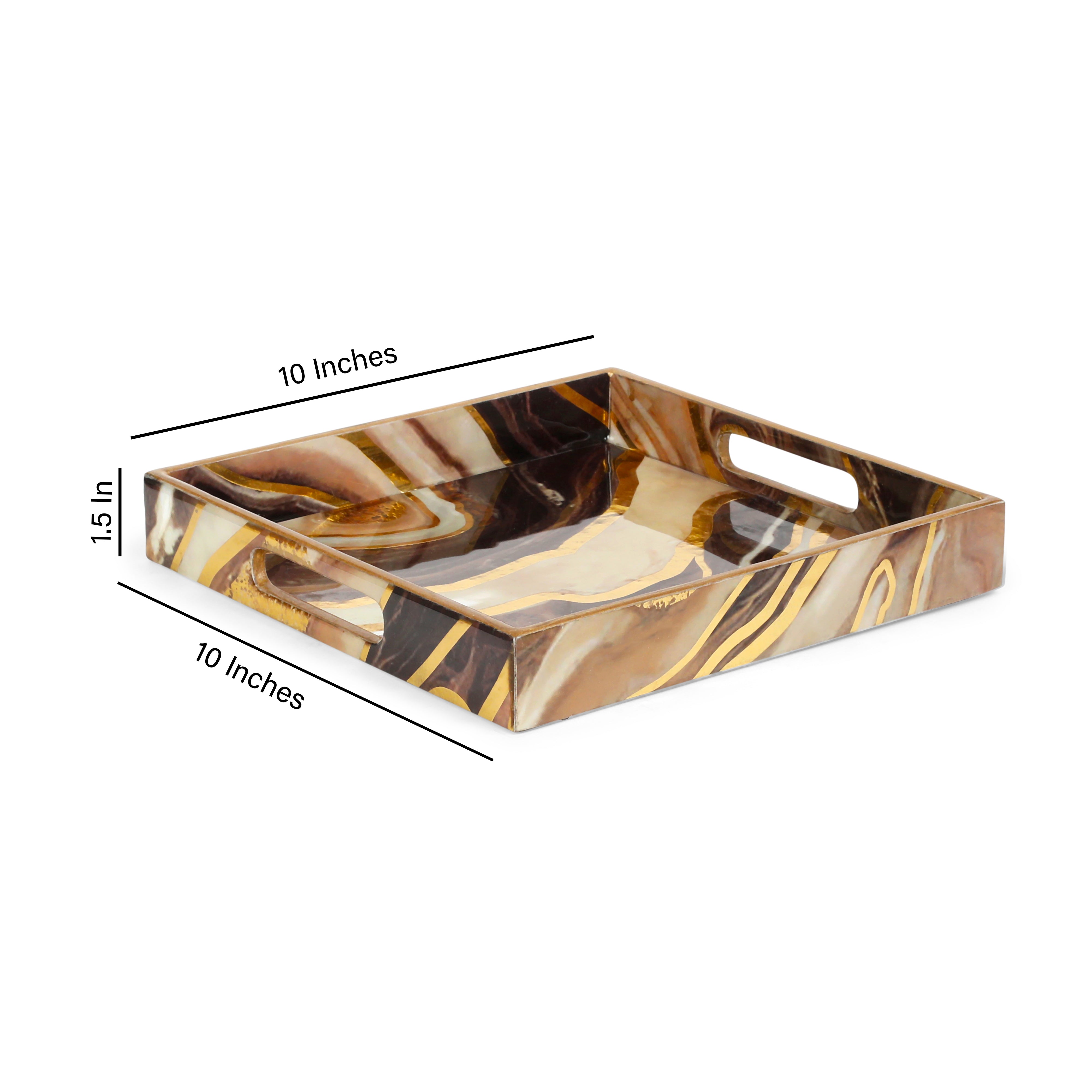 Square Tray - Brown Marble