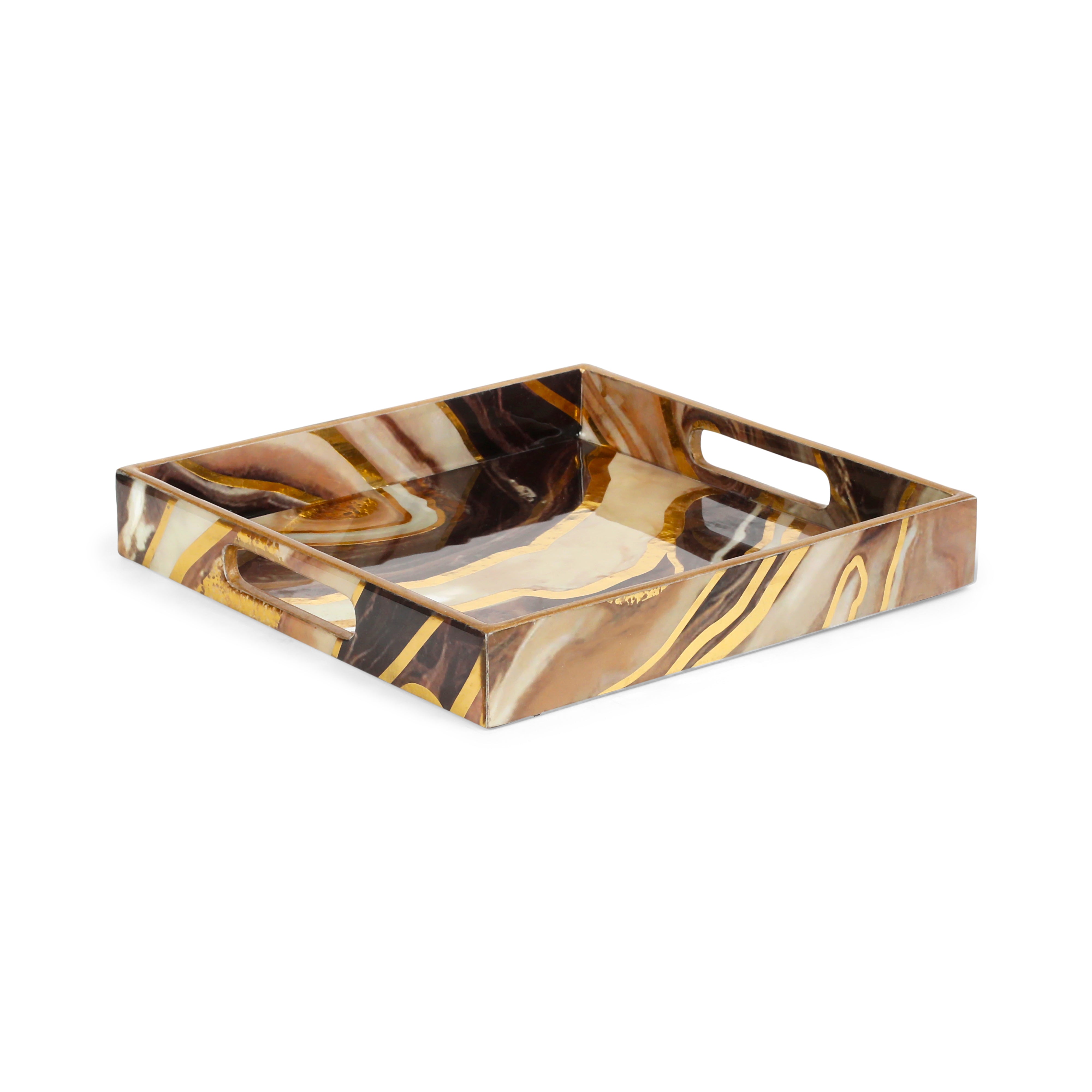 Square Tray - Brown Marble