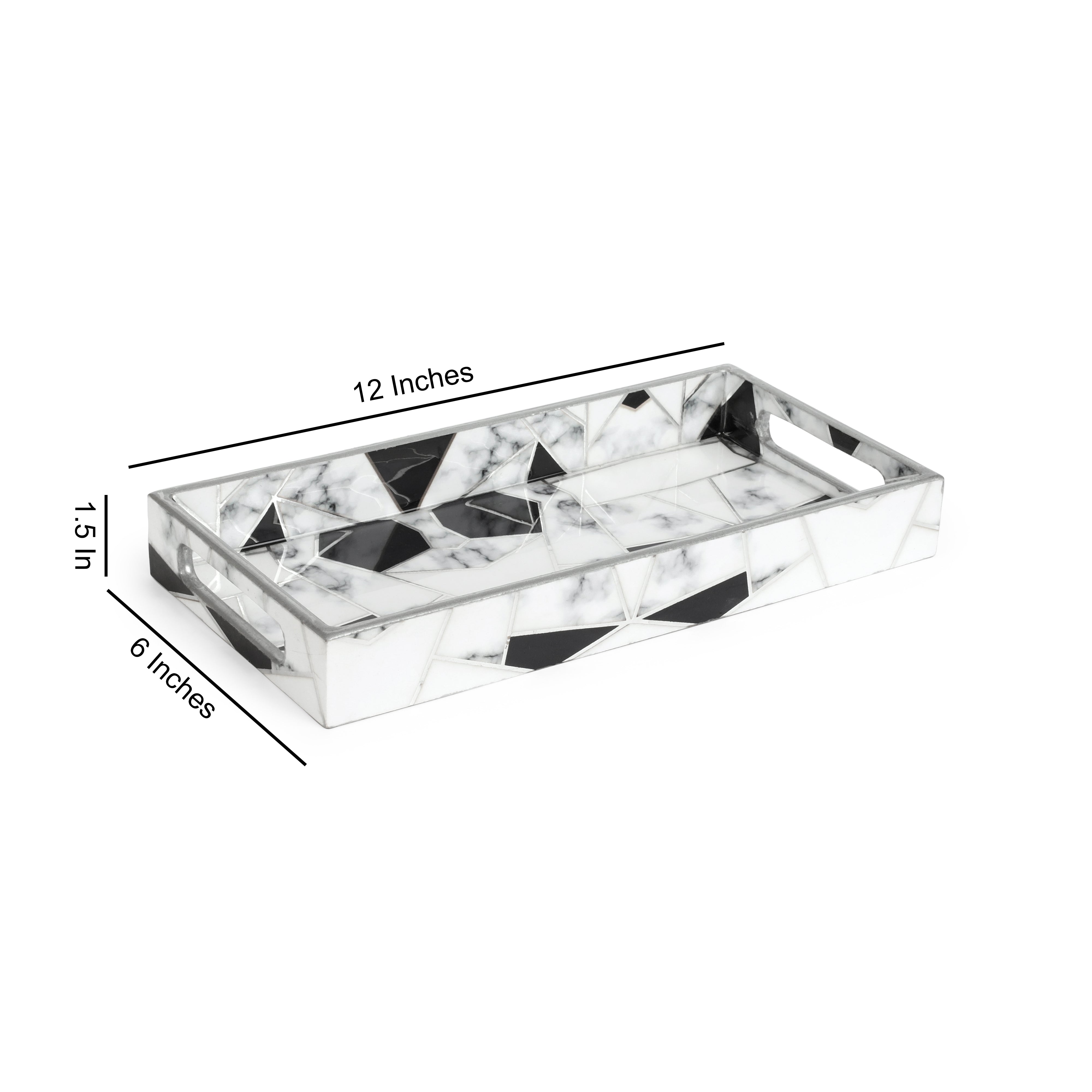 Rectangle Tray - Grey White Triangle