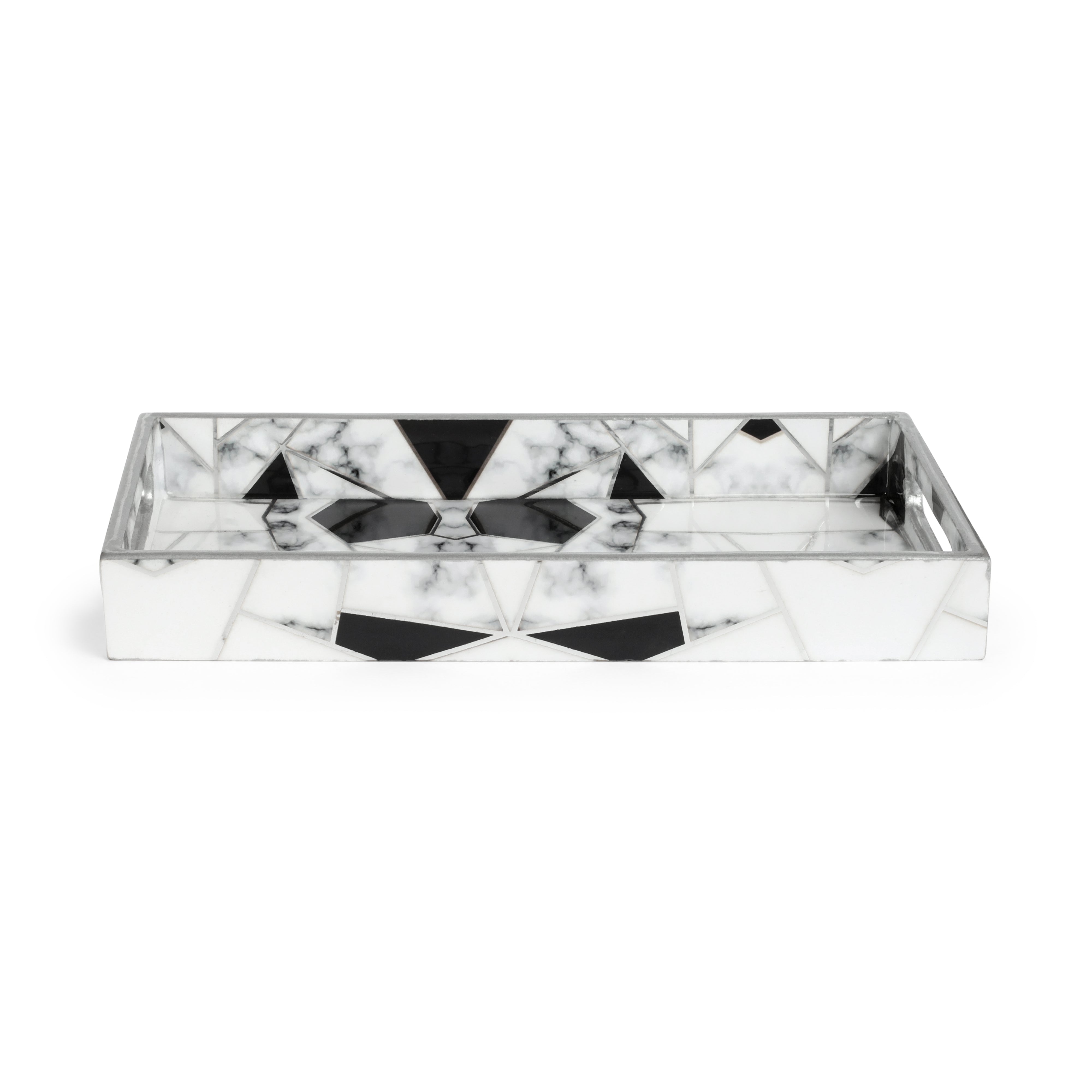 Rectangle Tray - Grey White Triangle