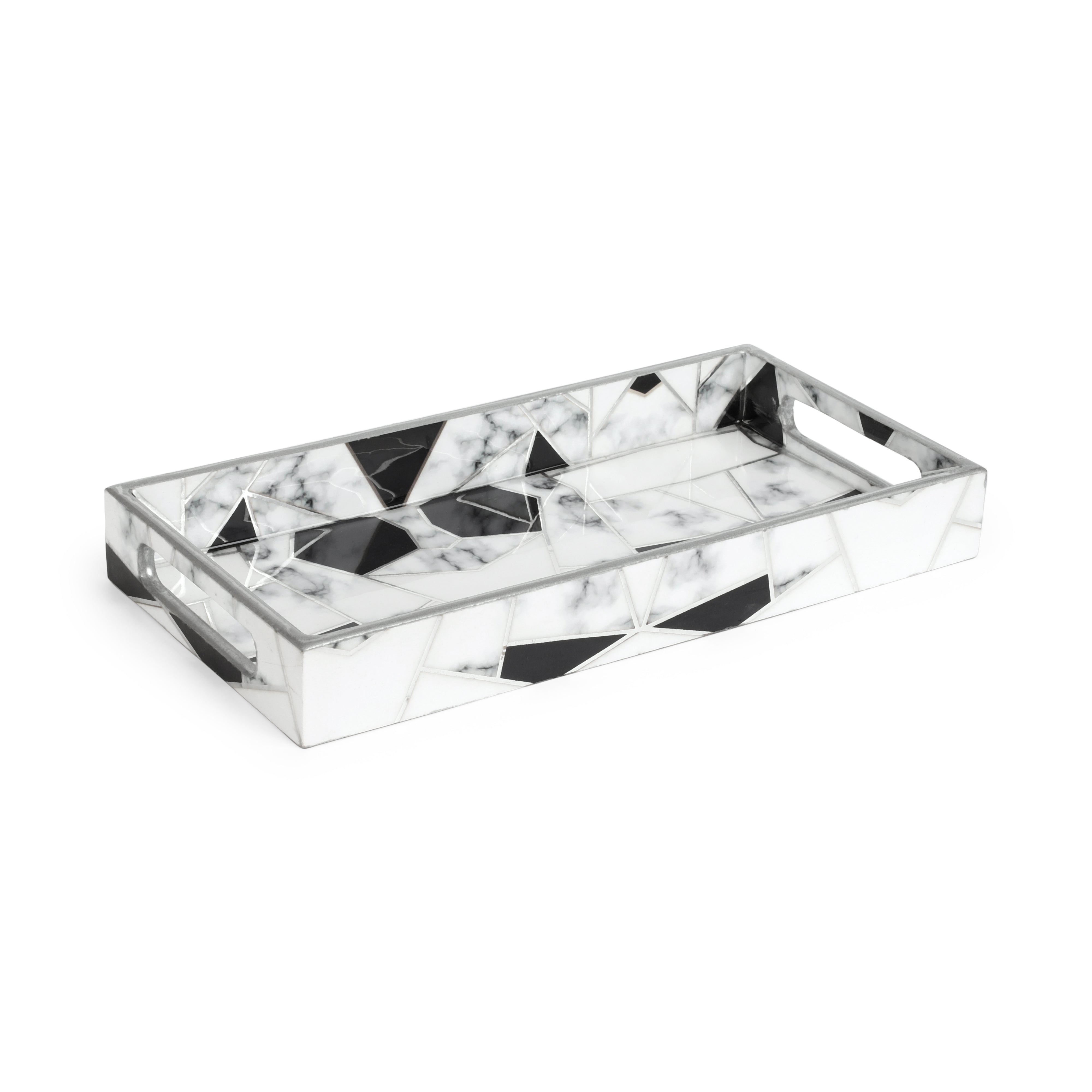 Rectangle Tray - Grey White Triangle