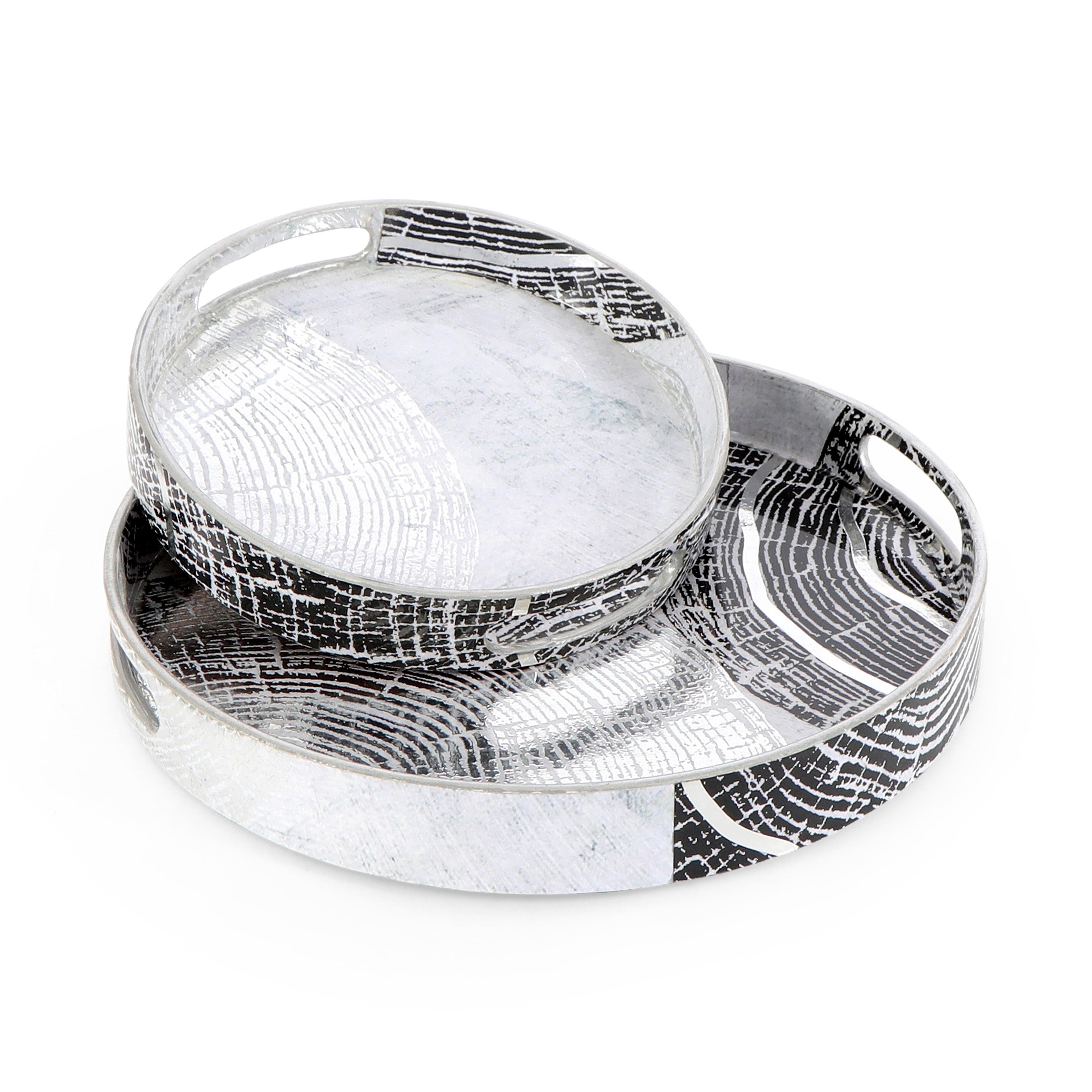 Round Tray - Set of 2 - Grey Spiral