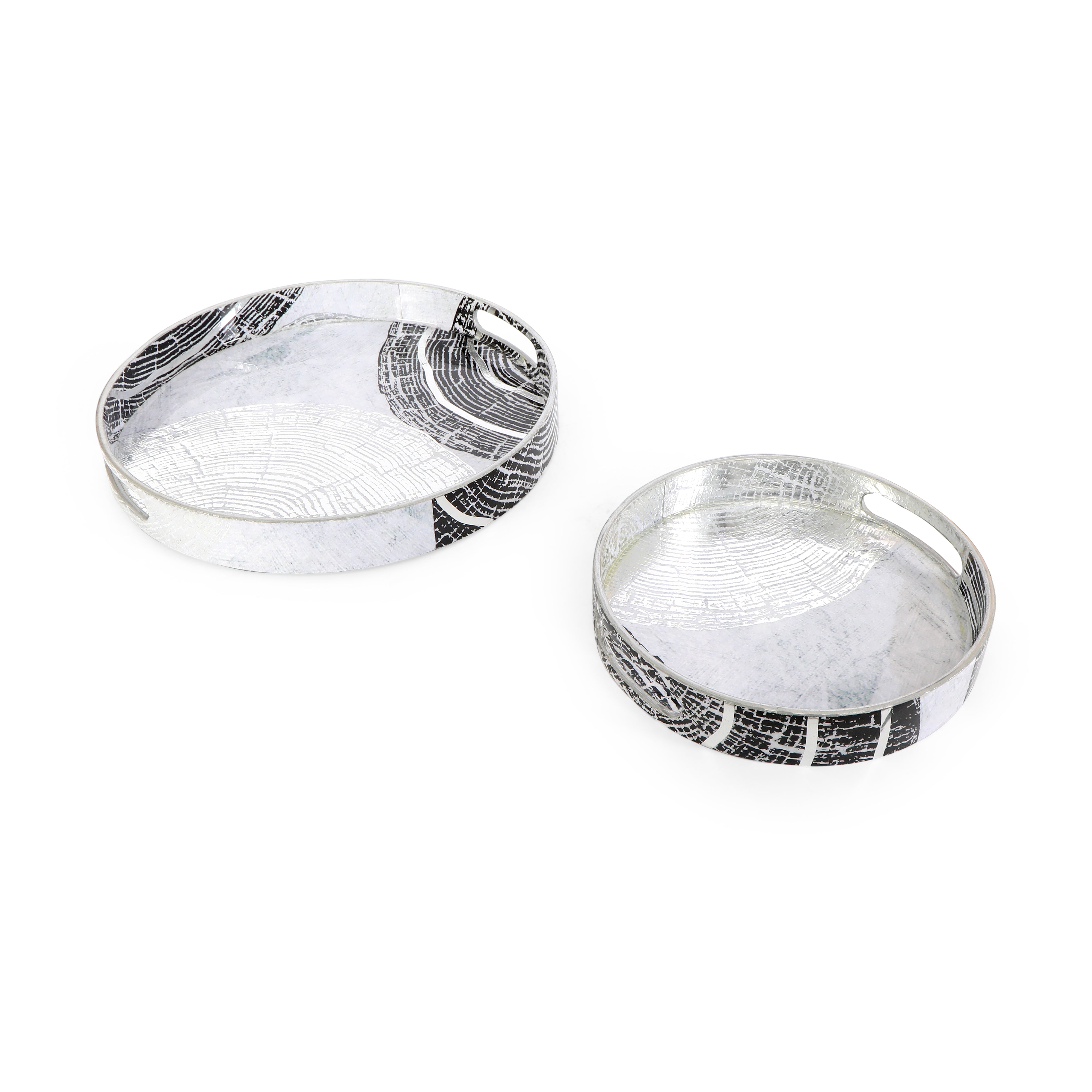 Round Tray - Set of 2 - Grey Spiral