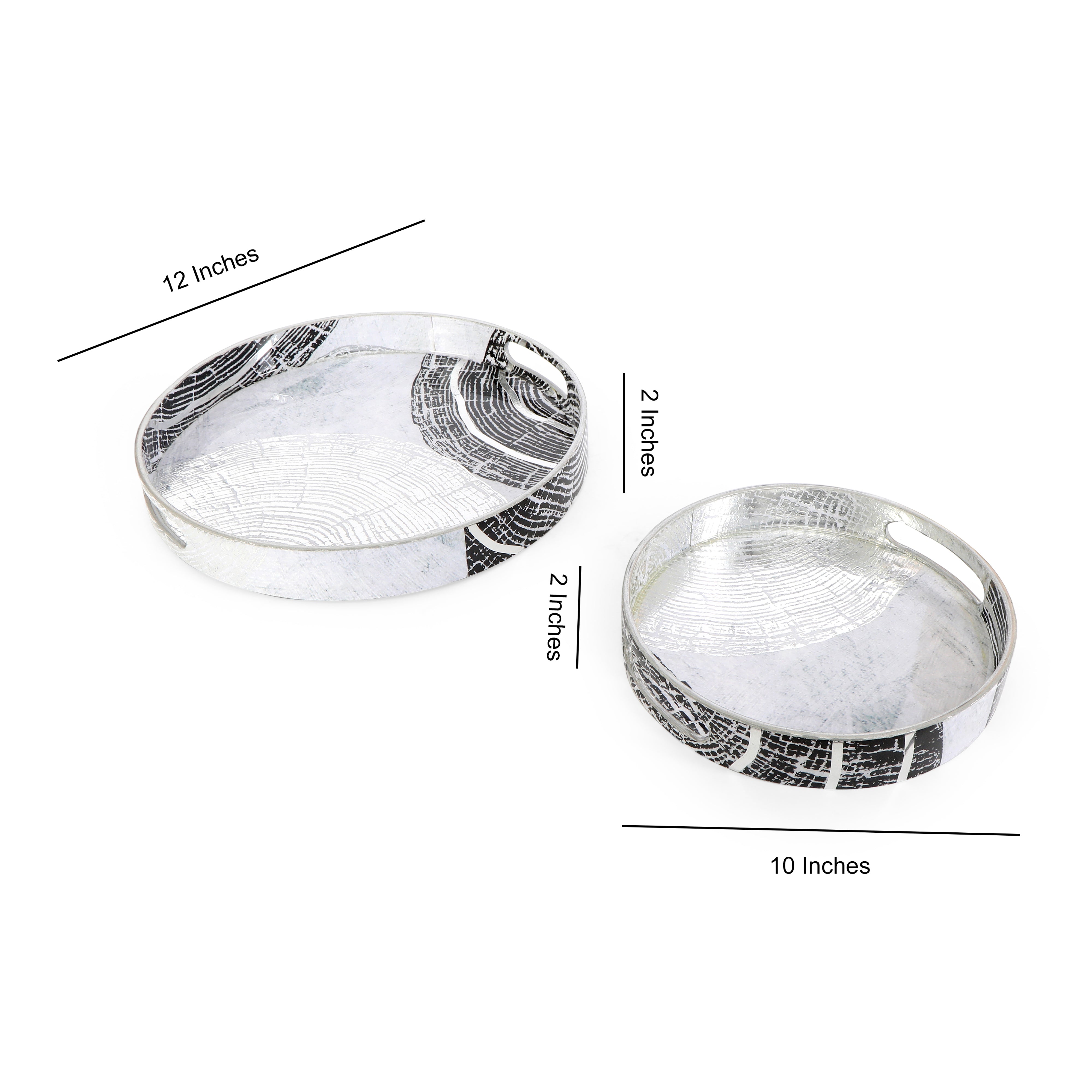 Round Tray - Set of 2 - Grey Spiral