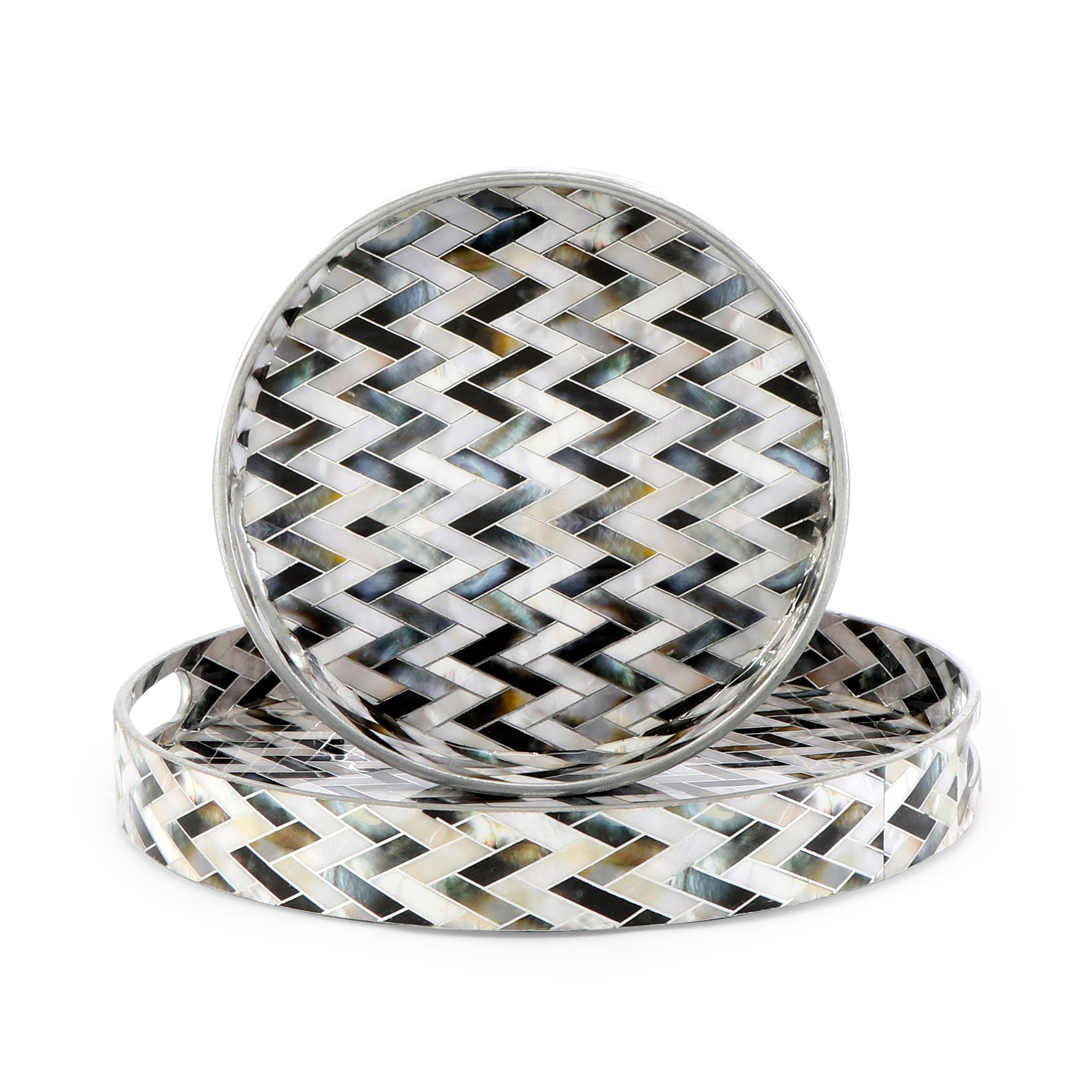 Round Tray - Set of 2 -  Zig Zag