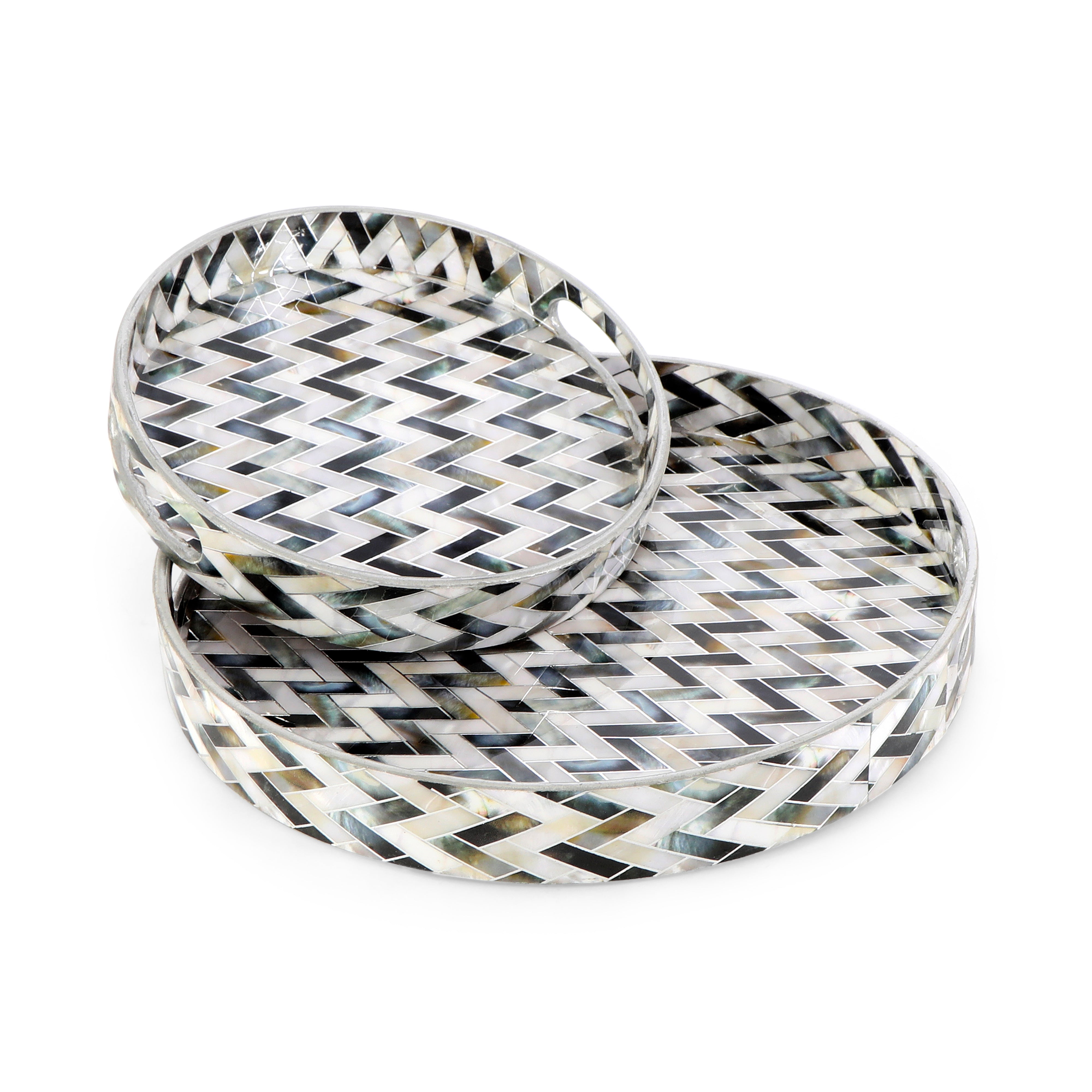 Round Tray - Set of 2 -  Zig Zag