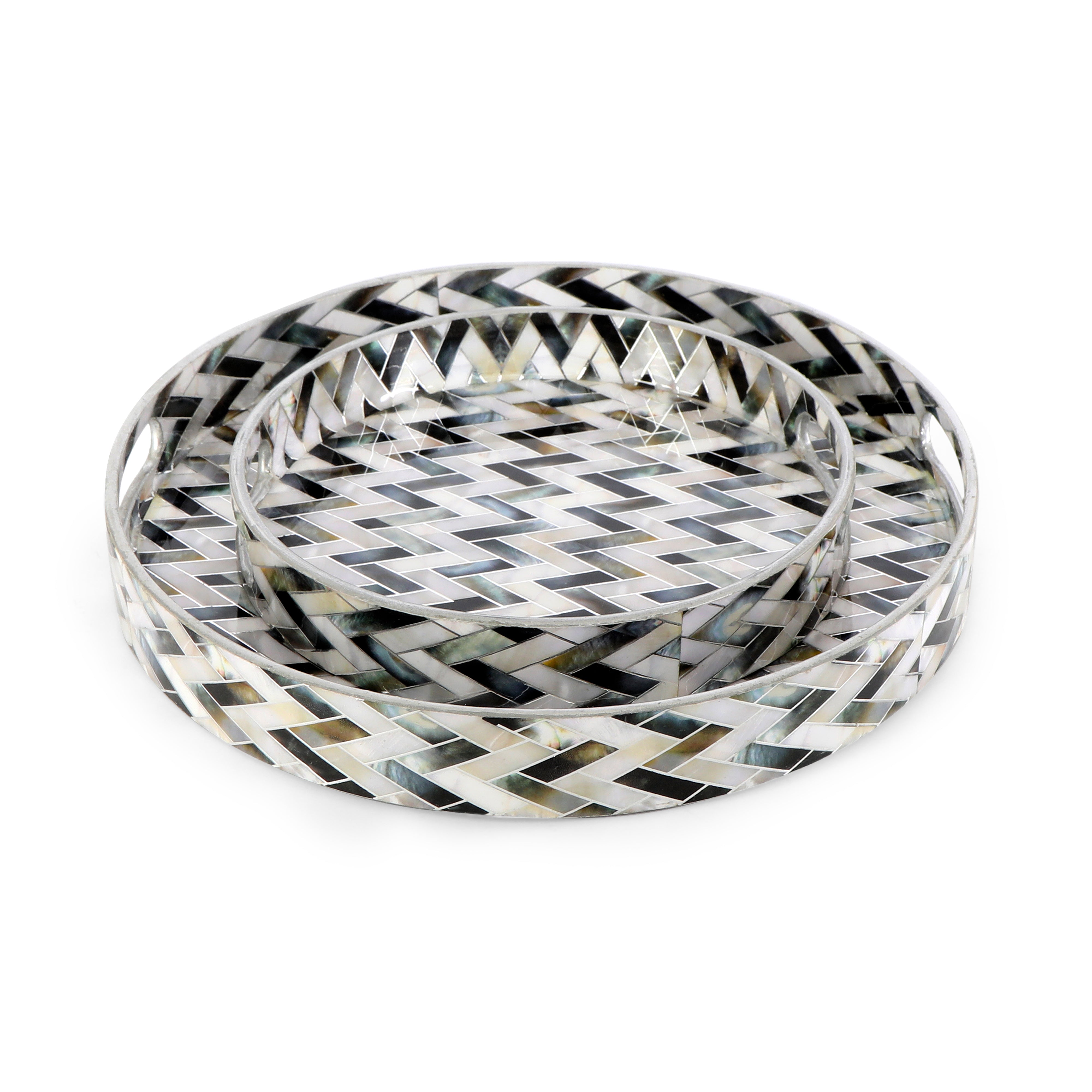 Round Tray - Set of 2 -  Zig Zag