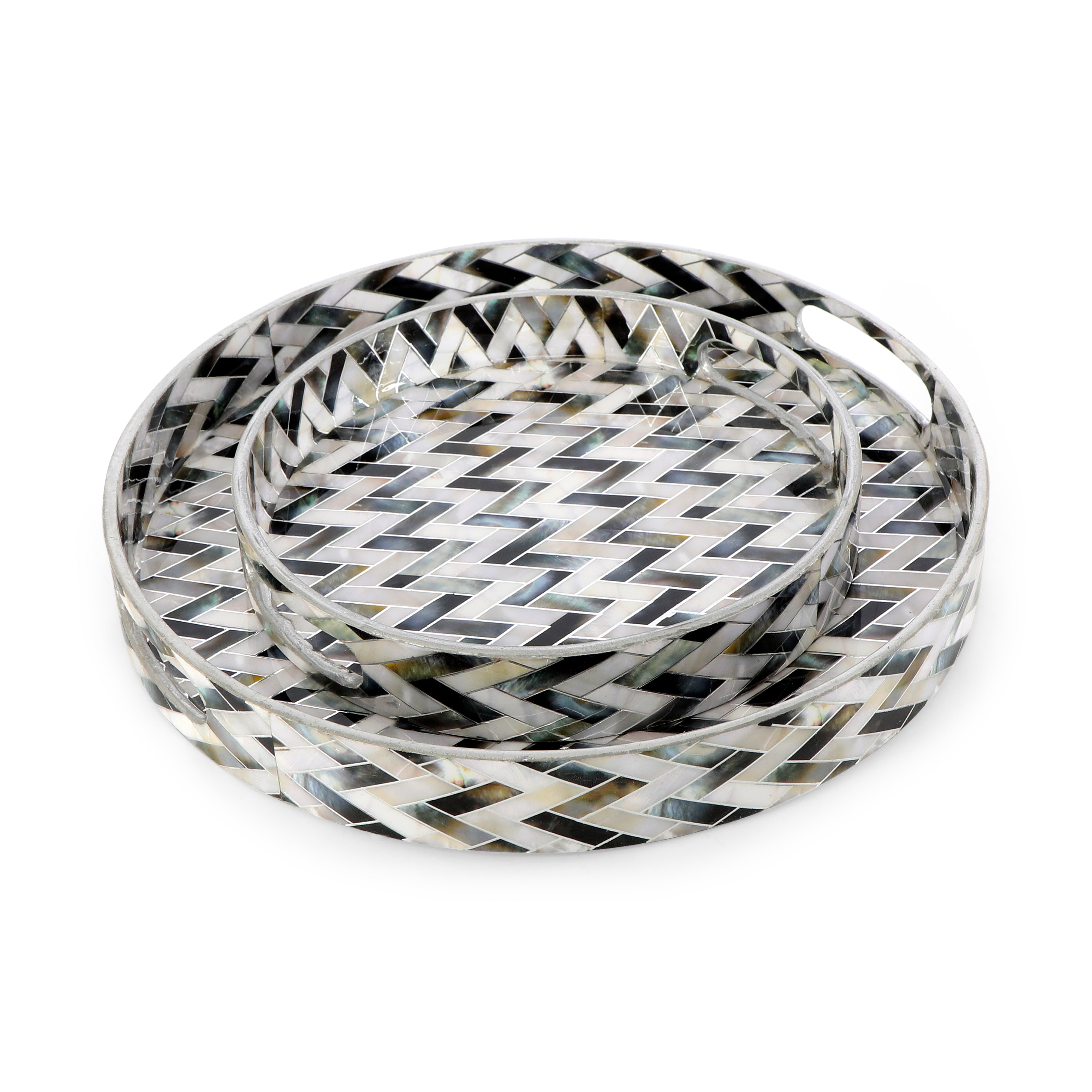 Round Tray - Set of 2 -  Zig Zag