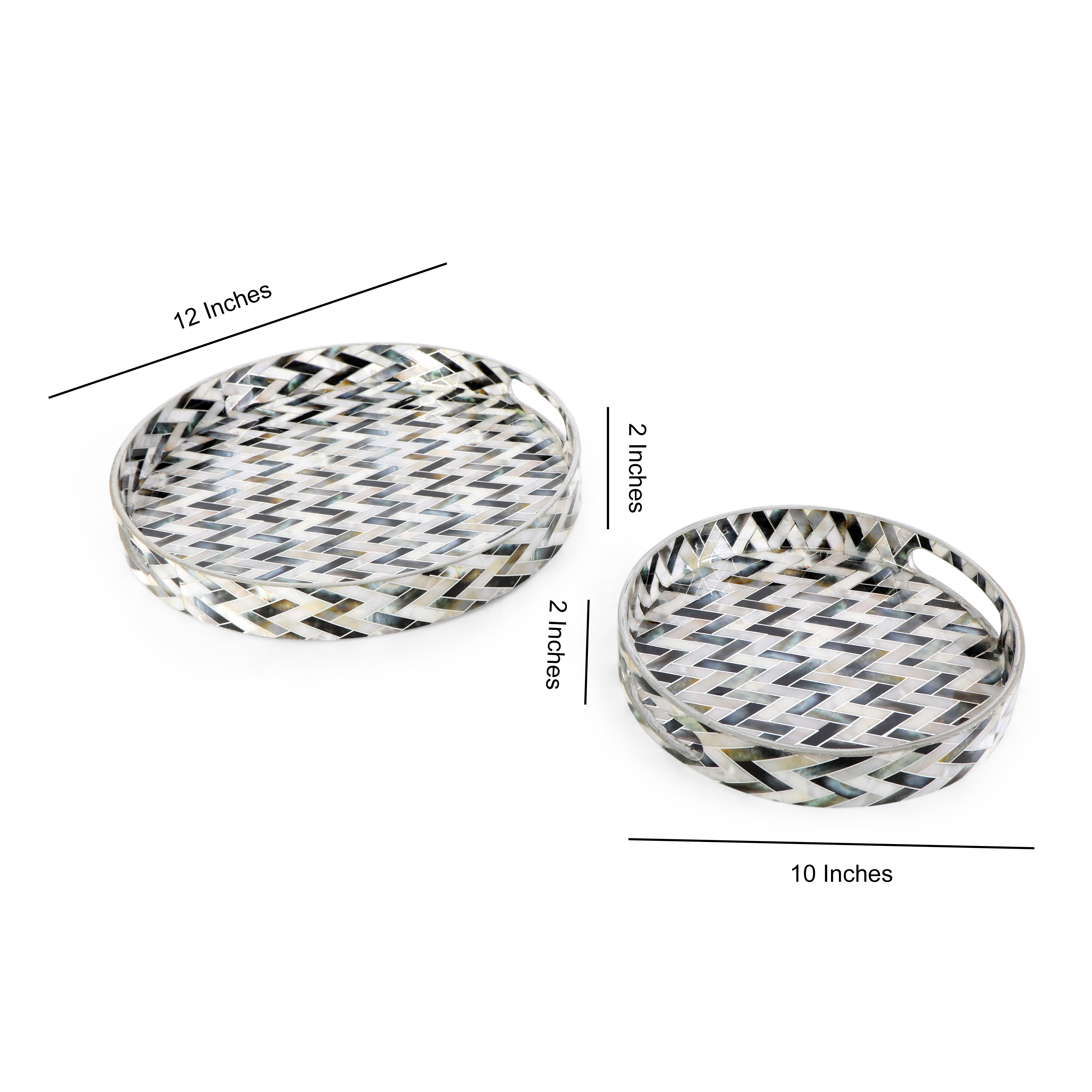 Round Tray - Set of 2 -  Zig Zag