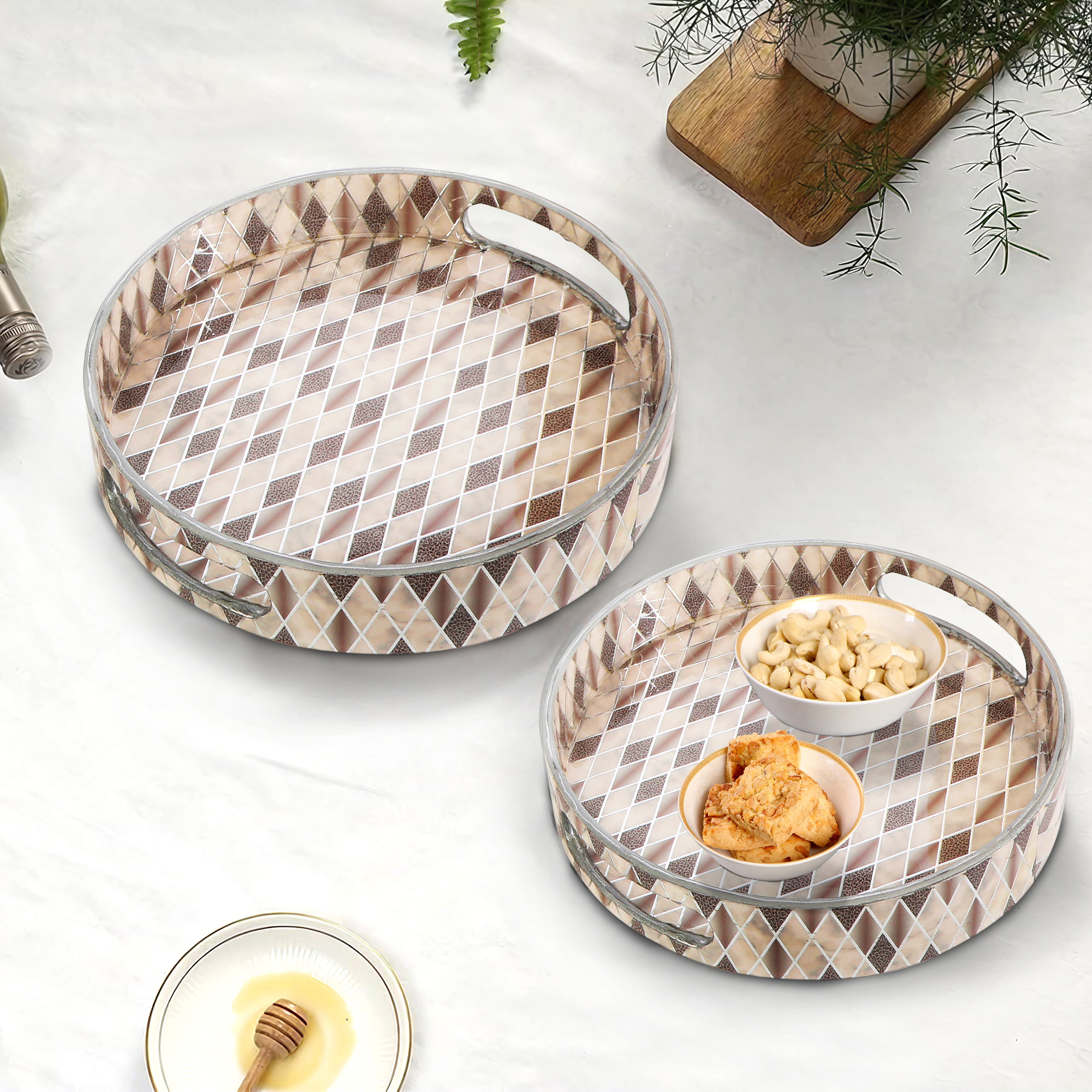 Round Tray - Set of 2 - Barfi Print