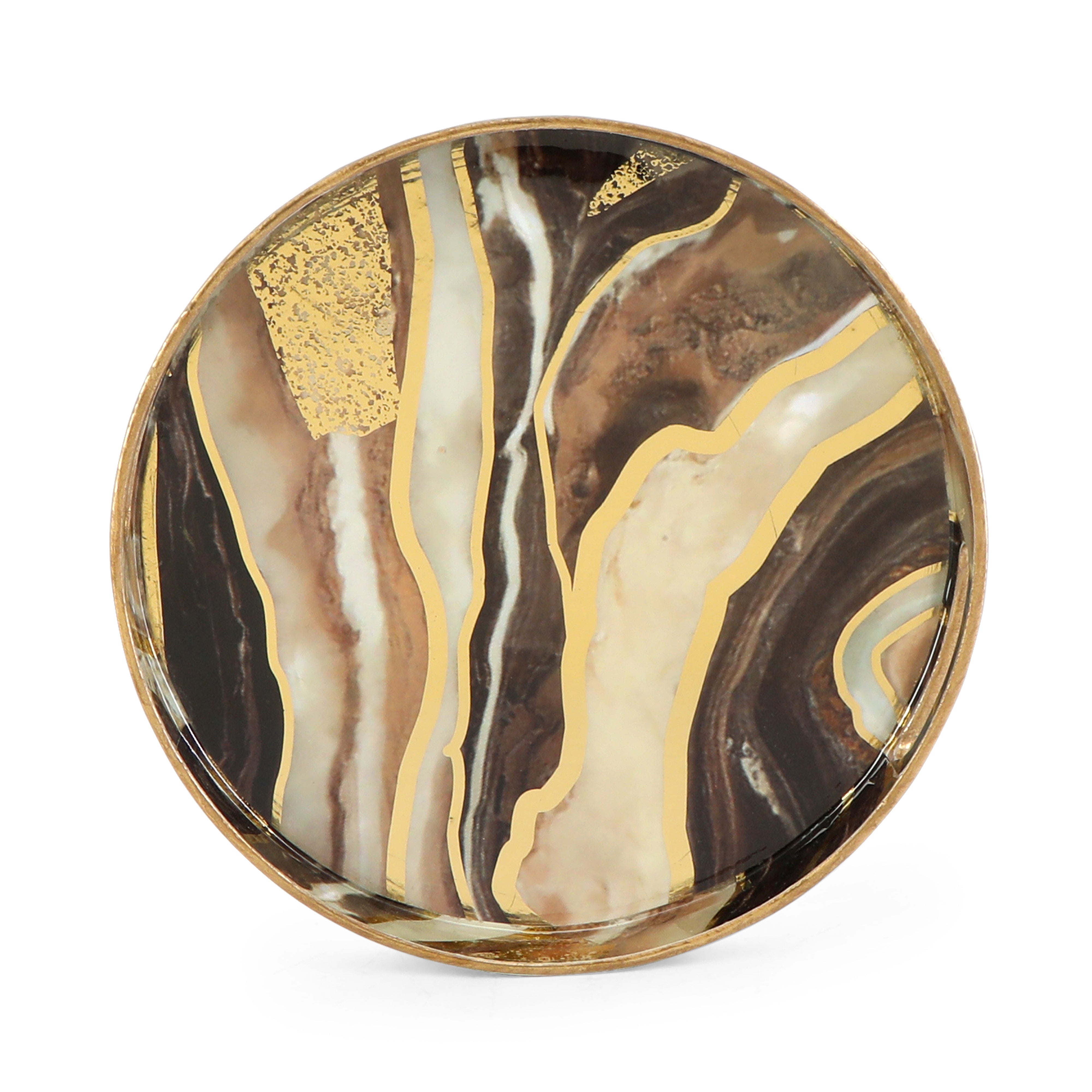 Round Tray - Set of 2 - Brown Marble