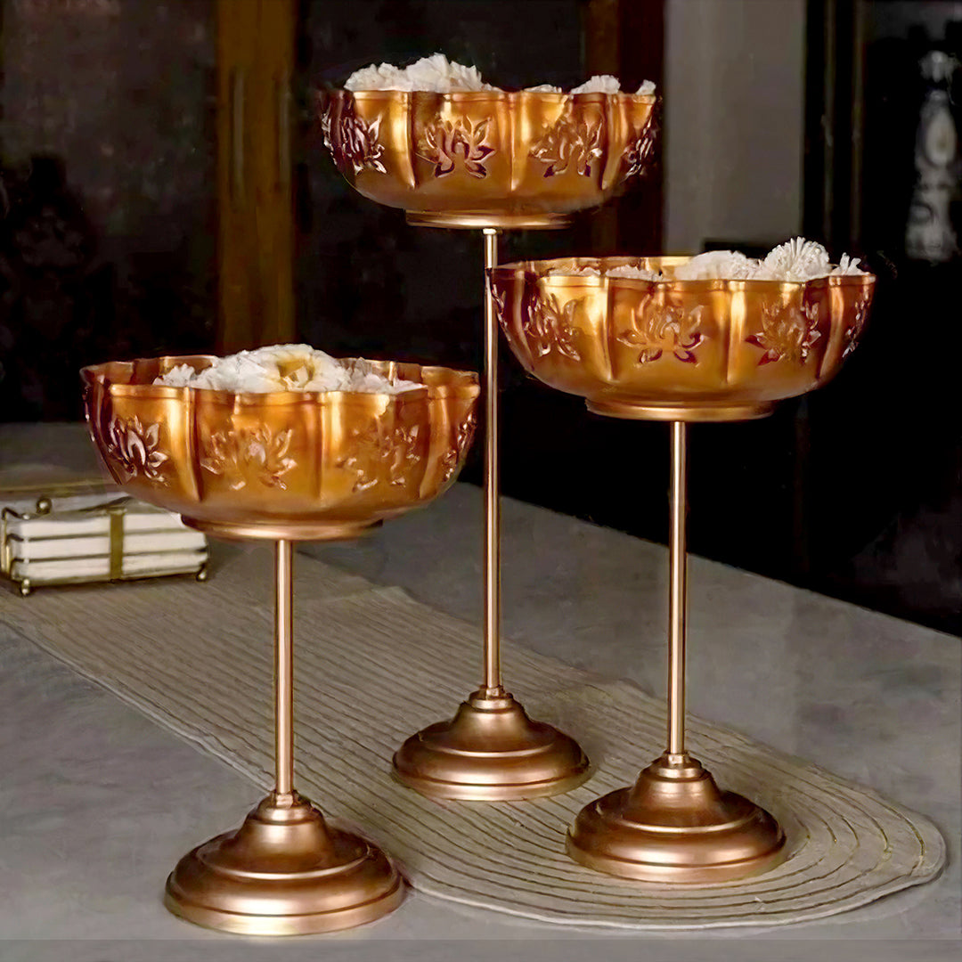 Lotus Urli Stick Set of 3 - Candle Stick Holder - The Home Co.