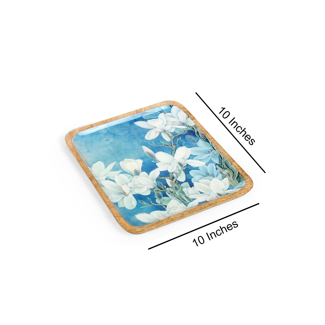 Square Tray - Blue White Flower (Small)