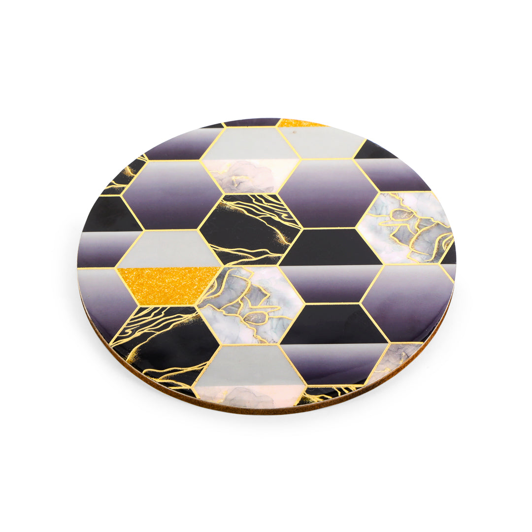 Trivet - Black Hexagon - Round: The Home Co.